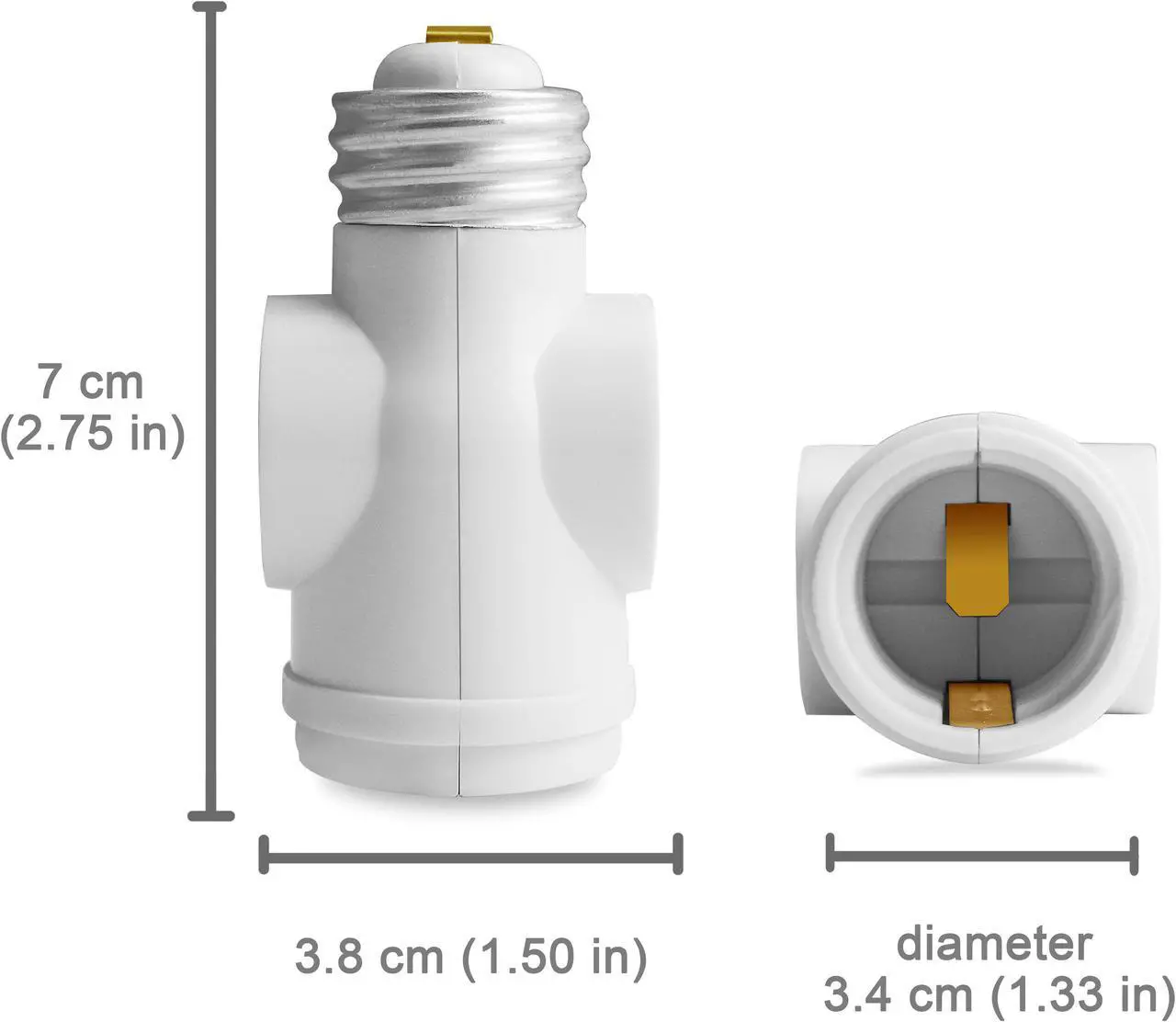 Alt view image 4 of 4 - 2 Outlet Light Socket to Plug Adapter, Electrical Screw in Light Bulb Socket Outlet Adapter, Lamp Holder, Dual Polarized E26 ETL, White (4PACK)