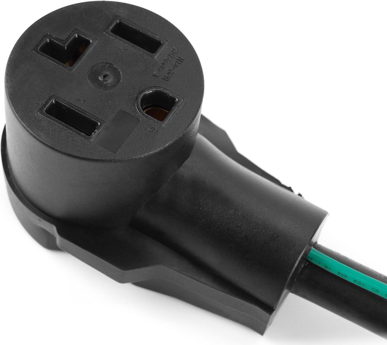 Alt view image 2 of 4 - NEMA 10-30P to 14-30R Dryer Adapter, 30A, 250V, STW 10AWG*3C, 3 Prong to 4 Prong Dryer Plug Adapter with Green Ground Wire, 1FT,Black