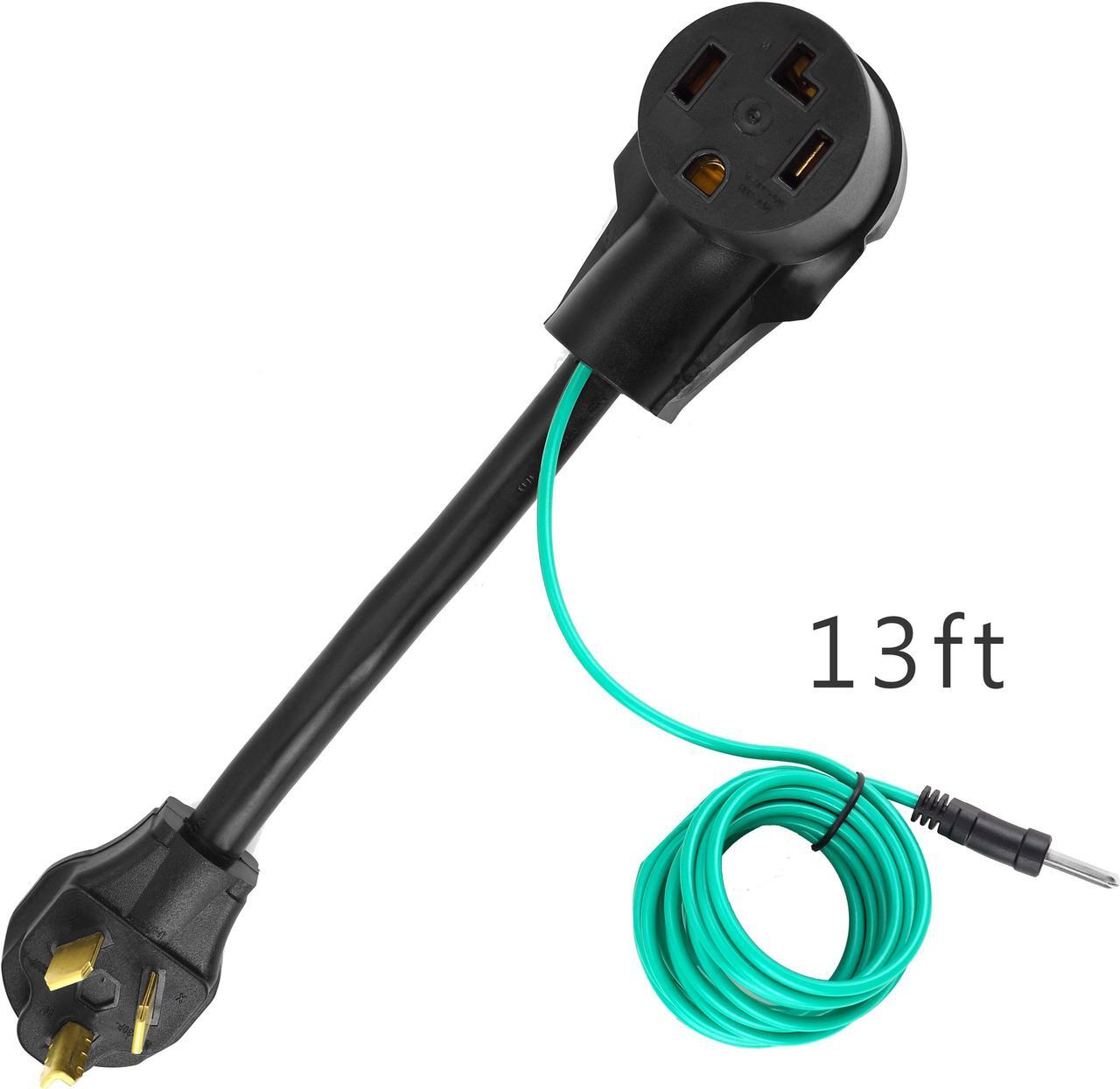 Alt view image 4 of 4 - NEMA 10-30P to 14-30R Dryer Adapter, 30A, 250V, STW 10AWG*3C, 3 Prong to 4 Prong Dryer Plug Adapter with Green Ground Wire, 1FT,Black