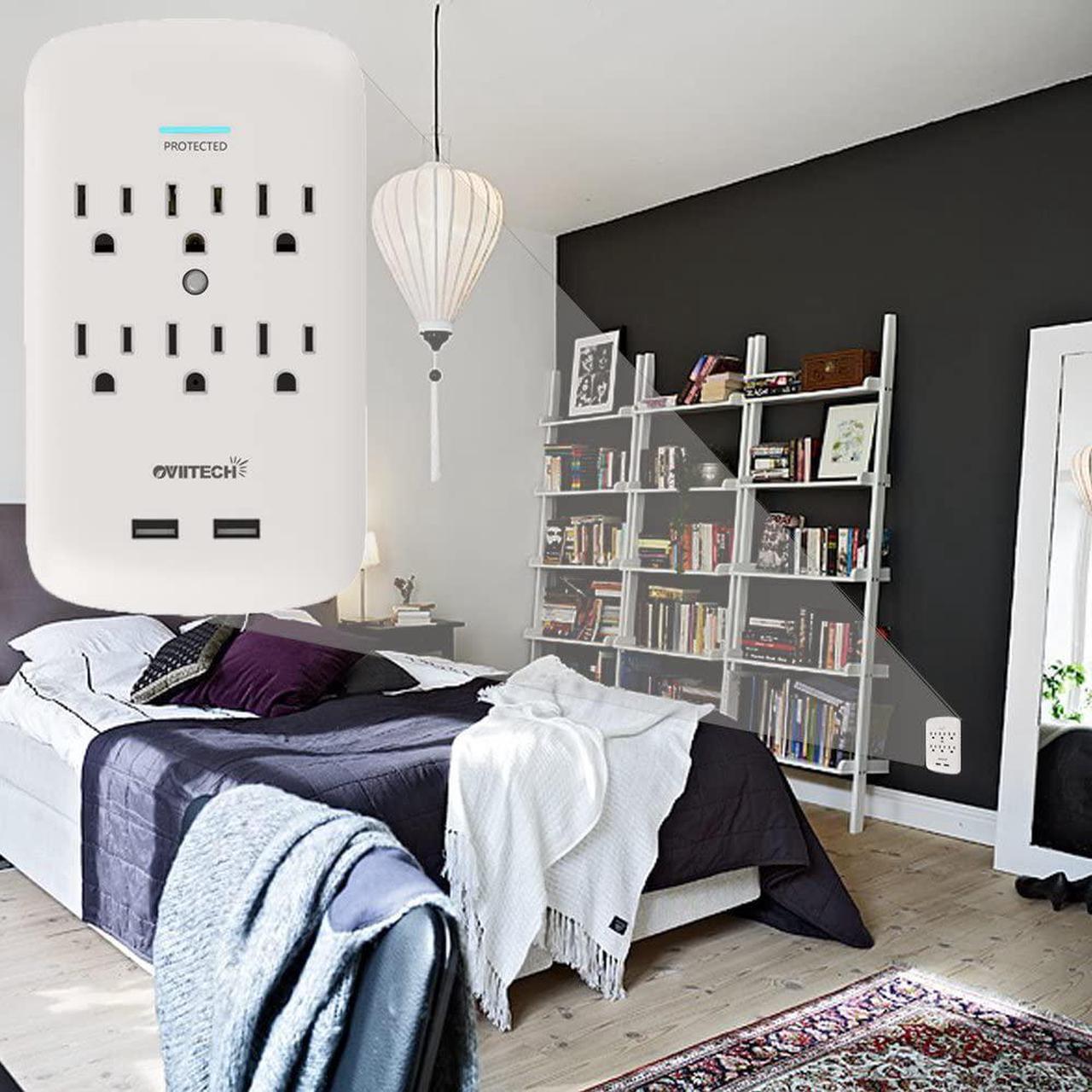 Alt view image 5 of 6 - Oviitech 6 Outlet Surge Protector,900 Joules Wall Adapter Tap with 2 USB Charger, Dual 3.1A USB Ports, 3-Prong Wall Mount Outlet Plugs,ETL Listed,White