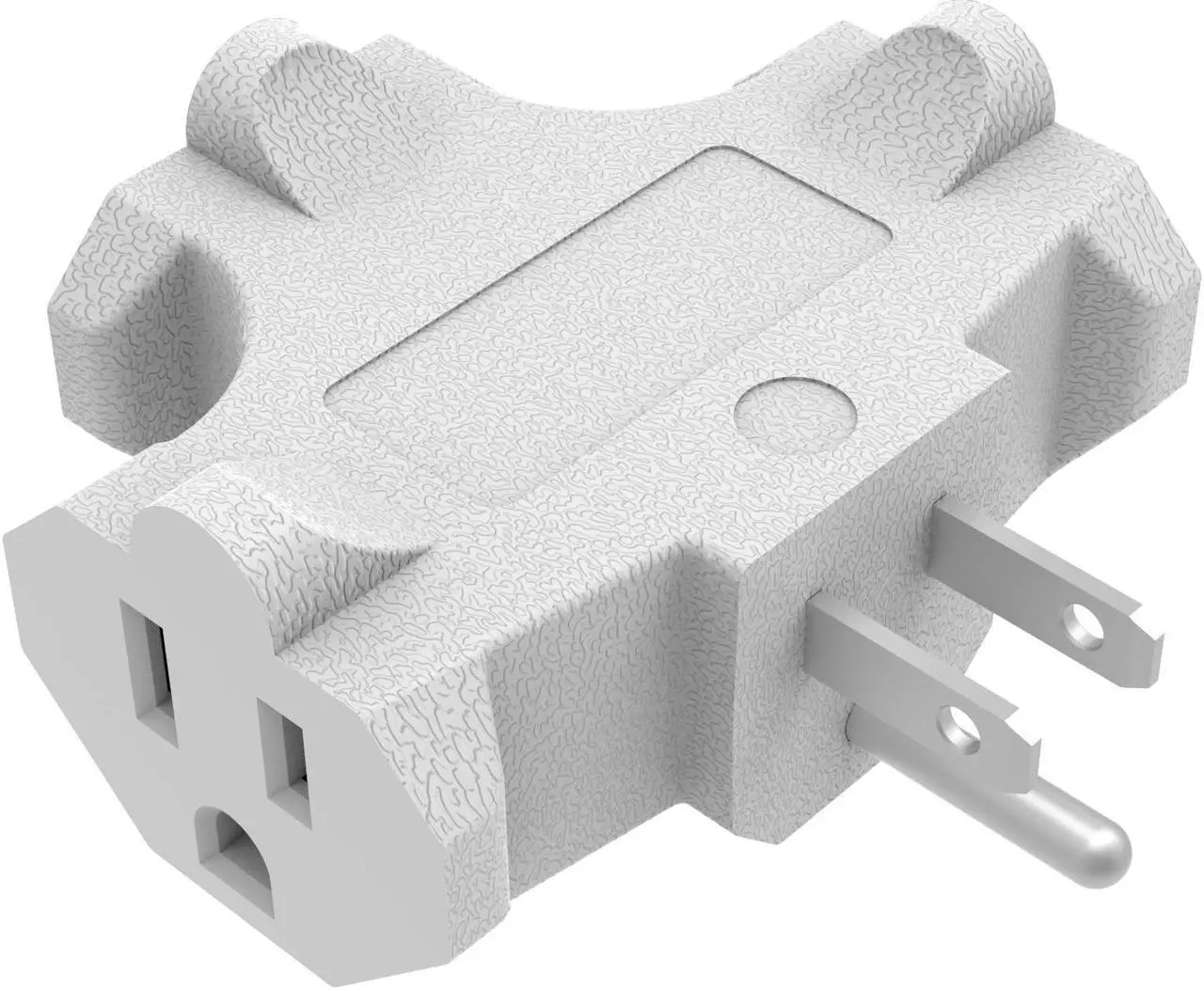 Alt view image 5 of 5 - Three Plug Outlet Adapter (T-Shaped), Electric Outlet Extender, Sideways Plug Adapter, Heavy Duty Ground Power Tap, UL Listed, White (4PACK)