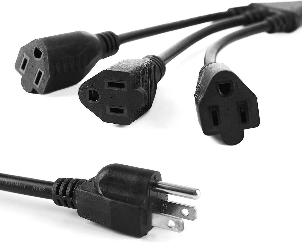 Alt view image 2 of 6 - oviitech 1 to 3 Power Cord Splitter Cable, 1.5FT Indoor 3 Prong Power Strip for Halloween Lights, Christmas Decorations, Computer, Scanner, Transformer, and LED Stage Light,16/3 SJT,Black,1pack
