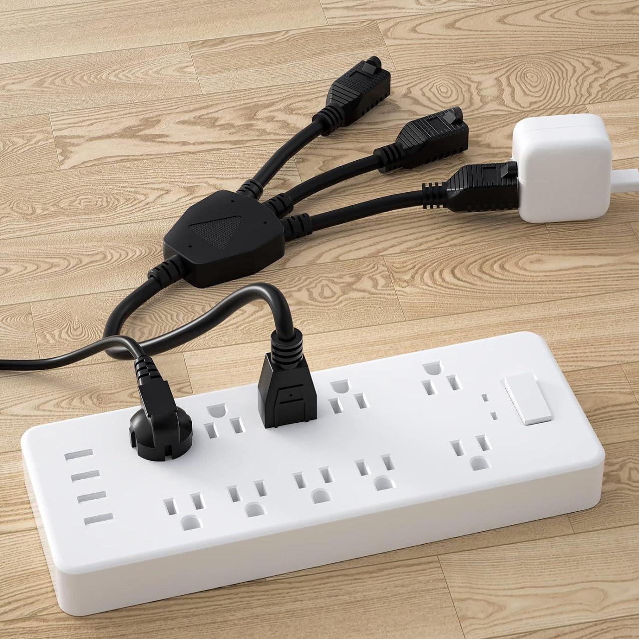 Alt view image 5 of 6 - oviitech 1 to 3 Power Cord Splitter Cable, 1.5FT Indoor 3 Prong Power Strip for Halloween Lights, Christmas Decorations, Computer, Scanner, Transformer, and LED Stage Light,16/3 SJT,Black,1pack