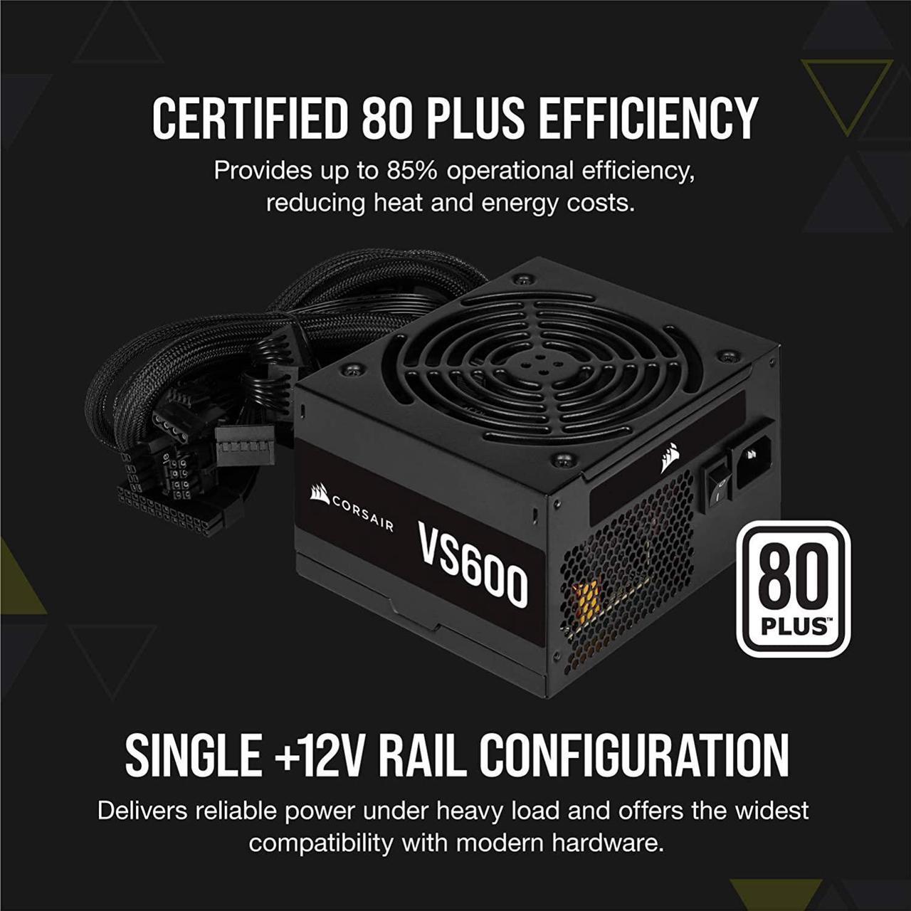 Alt view image 12 of 14 - CORSAIR VS Series VS600 600W 80 PLUS Certified Non-Modular ATX Power Supply, CP-9020224-NA