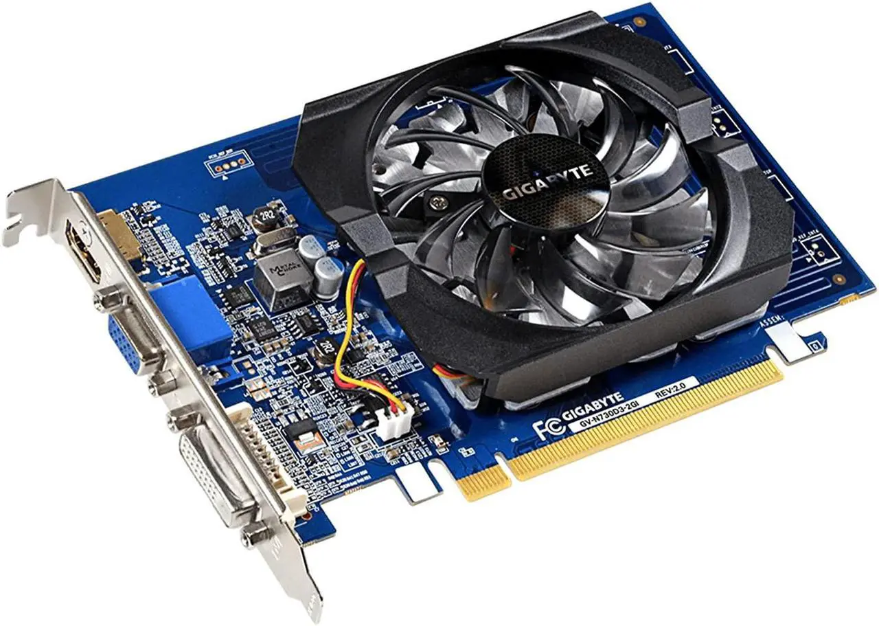 Alt view image 7 of 7 - GIGABYTE GeForce GT 730 GV-N730D3-2GI (rev. 3.0) Graphics Card, 2GB 64-bit GDDR3, GV-N730D3-2GI REV3.0 Video Card