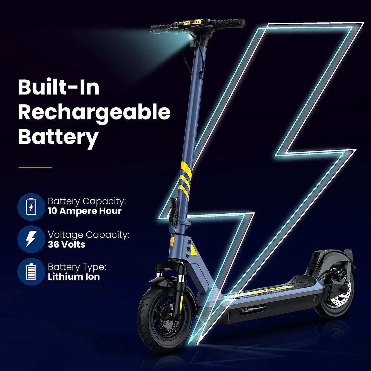 Alt view image 4 of 7 - Hurtle Folding Electric Scooter - 10 Honeycomb Tires, 25 Miles Range, 19 MPH Max Speed, 500W 36V Brushless Motor Escooter with App Control, E-ABS Front Drum & Rear Disc Brakes, E-Scooter for Adul