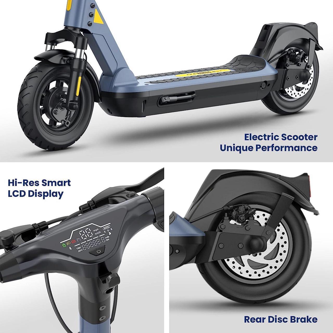 Alt view image 3 of 7 - Hurtle Folding Electric Scooter - 10 Honeycomb Tires, 25 Miles Range, 19 MPH Max Speed, 500W 36V Brushless Motor Escooter with App Control, E-ABS Front Drum & Rear Disc Brakes, E-Scooter for Adul