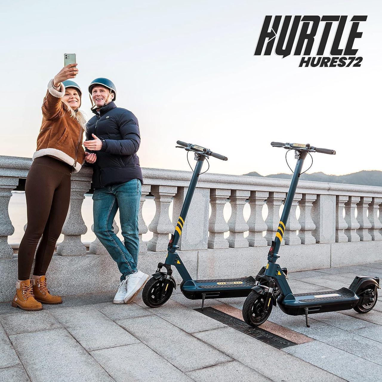 Alt view image 7 of 7 - Hurtle Folding Electric Scooter - 10 Honeycomb Tires, 25 Miles Range, 19 MPH Max Speed, 500W 36V Brushless Motor Escooter with App Control, E-ABS Front Drum & Rear Disc Brakes, E-Scooter for Adul