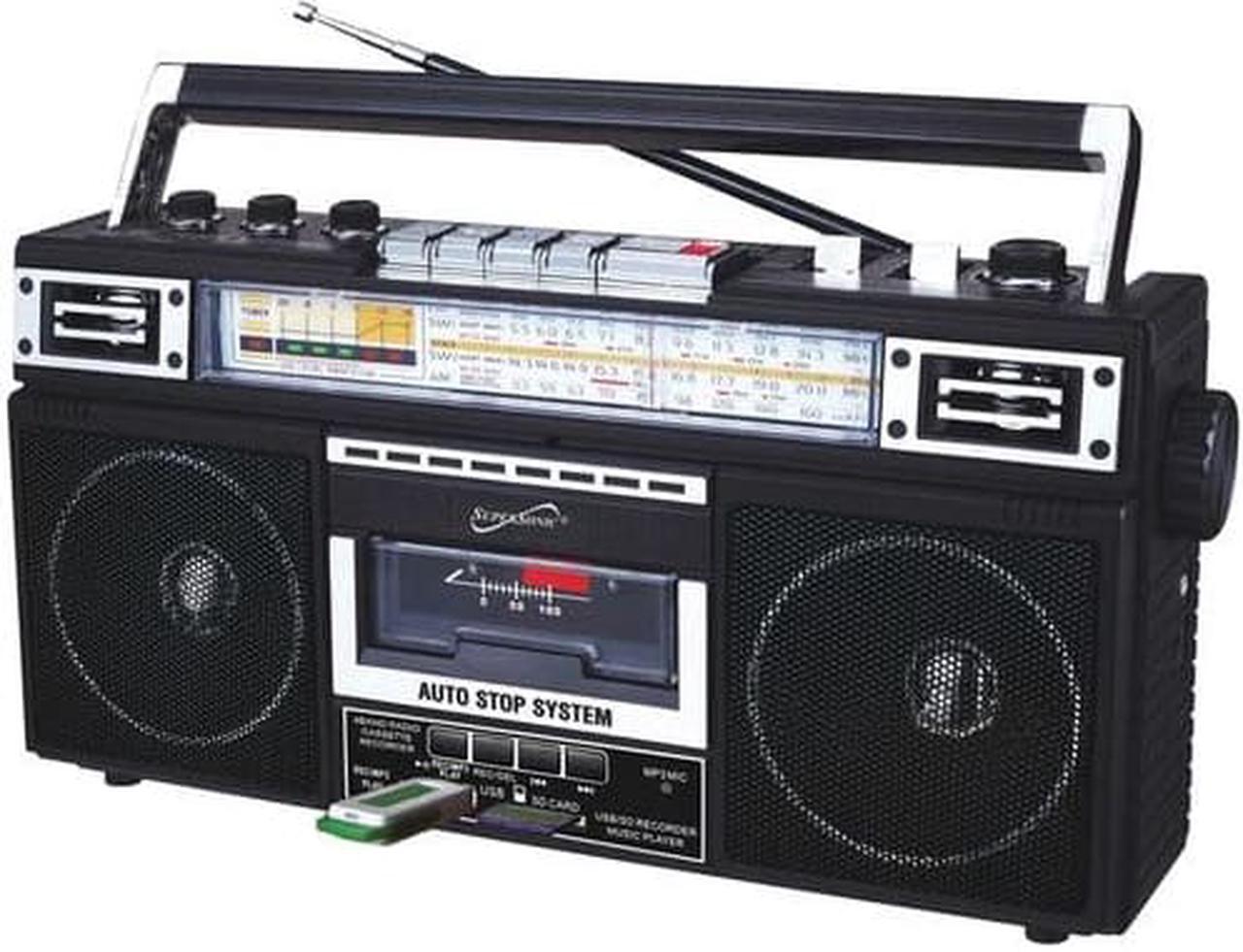 Alt view image 9 of 14 - Supersonic SC-3201BT-BK 4 Band Radio & Cassette Player + Cassette To Mp3 Converter & Bluetooth (Black)
