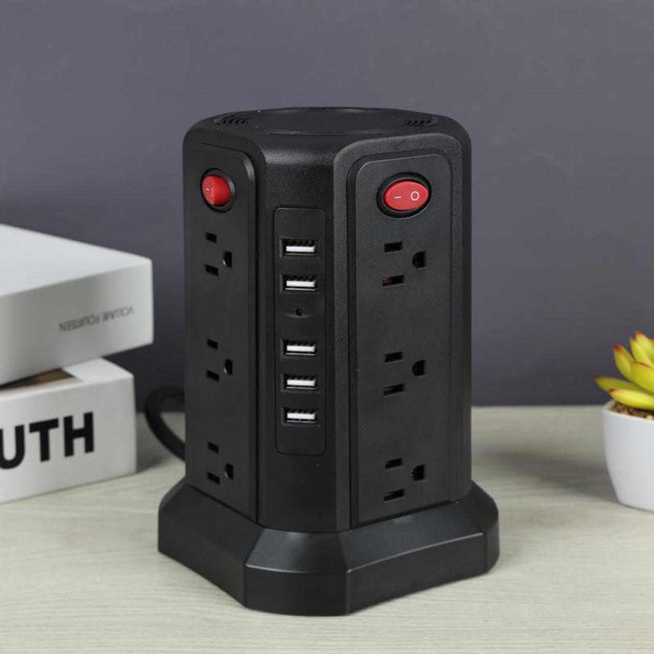 Main image of Surge Protector Power Strip Tower 5 USB Ports and Night Light, 10FT Extension Cord with 12 AC Multiple Outlets, PASSUS