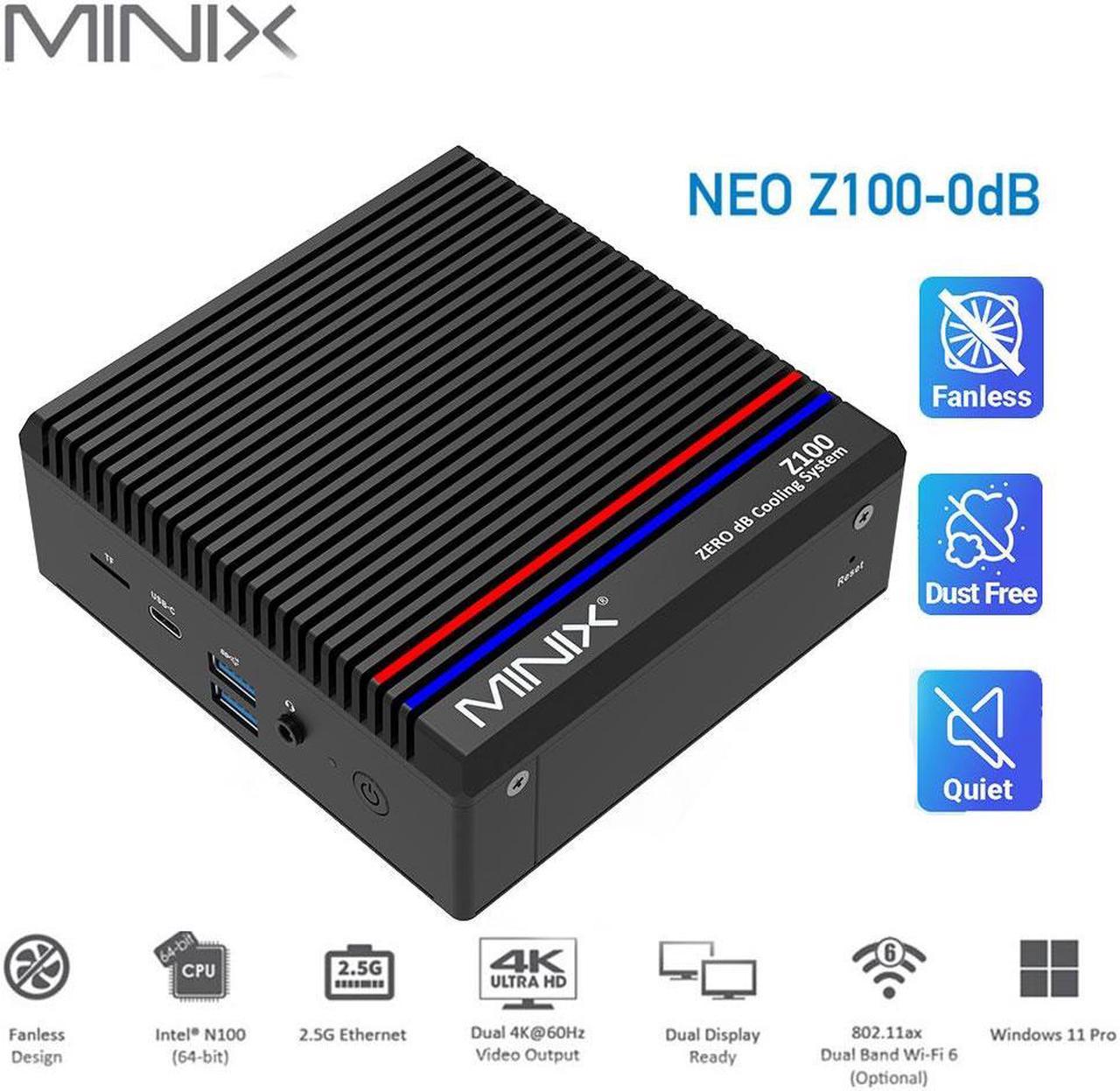 Higisy MINIX NEO Z100-0dB Fanless Mini Pc Intel N100 8G/16G DDR4 256G/512G SSD Dual 4K WIFI6 Win11 Pro Desktop Portable Computer