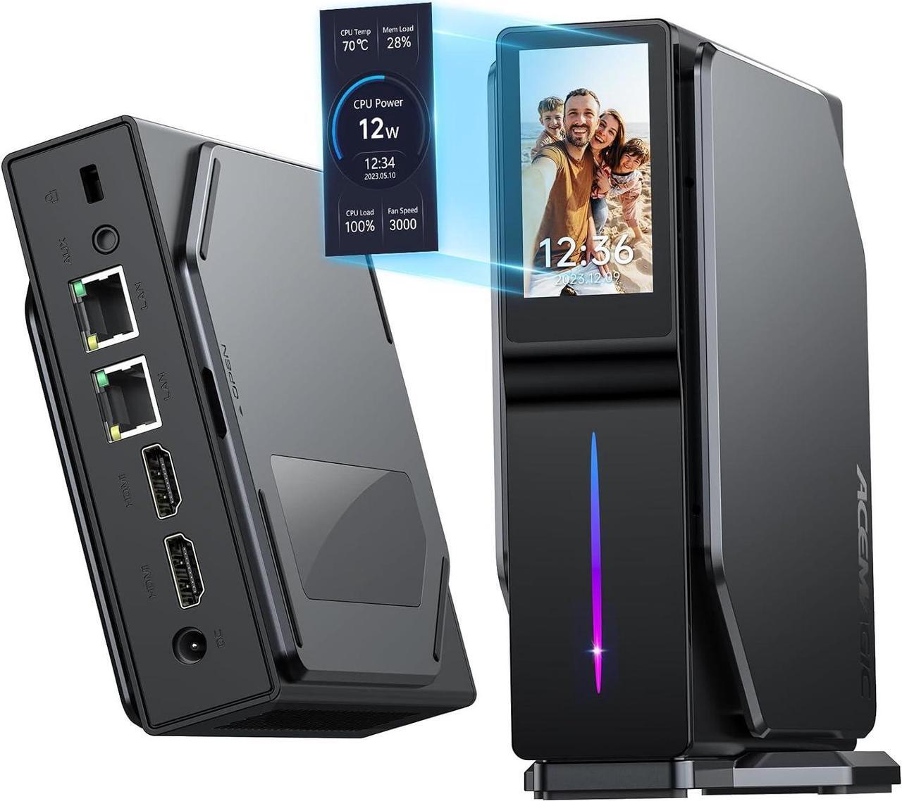 Main image of 4K S1 Mini PC Intel N97 CPU (up to 3.6 GHz), 16GB DDR4 RAM 512GB M.2 SSD Mini Computer with LCD Screen, Vertical Mini Desktop PC with RGB Light, WiFi 6/BT 5.2/4K UHD/Dual LAN for Home/Office