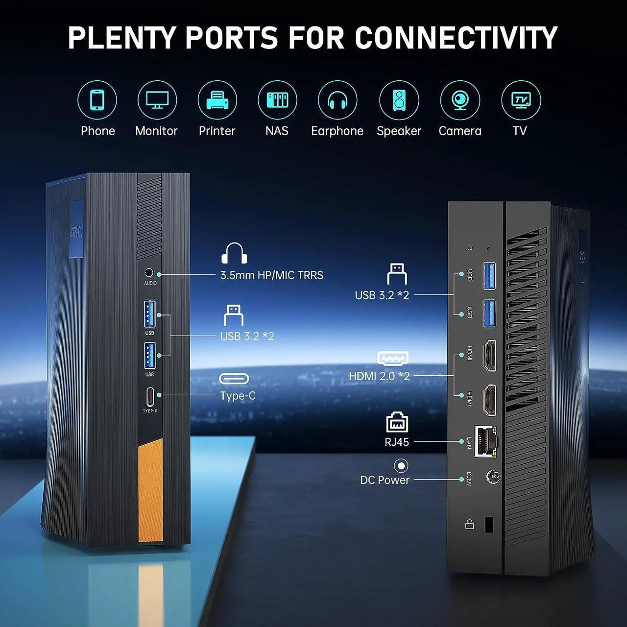 Alt view image 5 of 7 - [Office/Gaming PC] Mini PC Intel i5 11500B 16GB DDR4 512GB NVME SSD Mini Computers, windows 11 Small Desktop Tower PC Support WiFi 6/BT 5.2/Type C/HDMI/4K Triple Display/Up to 4.6 GHz