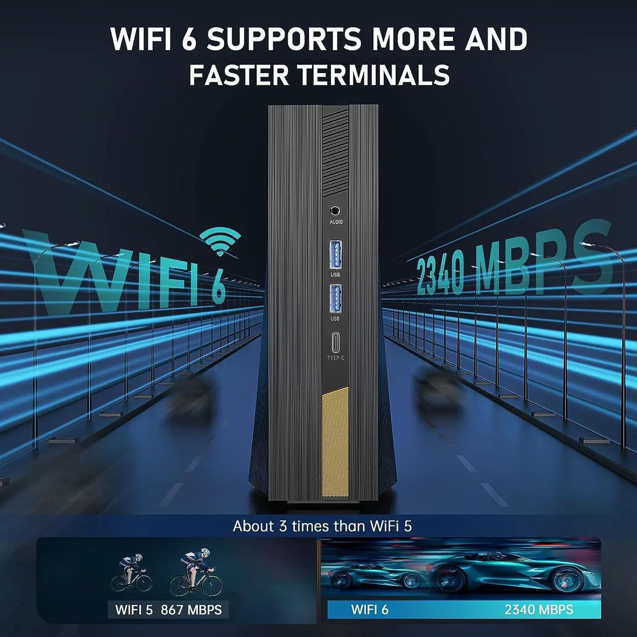 Alt view image 3 of 7 - [Office/Gaming PC] Mini PC Intel i5 11500B 16GB DDR4 512GB NVME SSD Mini Computers, windows 11 Small Desktop Tower PC Support WiFi 6/BT 5.2/Type C/HDMI/4K Triple Display/Up to 4.6 GHz