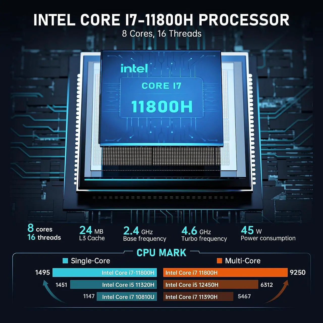 Alt view image 2 of 7 - [Office/Gaming PC] Mini PC Intel i5 11500B 16GB DDR4 512GB NVME SSD Mini Computers, windows 11 Small Desktop Tower PC Support WiFi 6/BT 5.2/Type C/HDMI/4K Triple Display/Up to 4.6 GHz