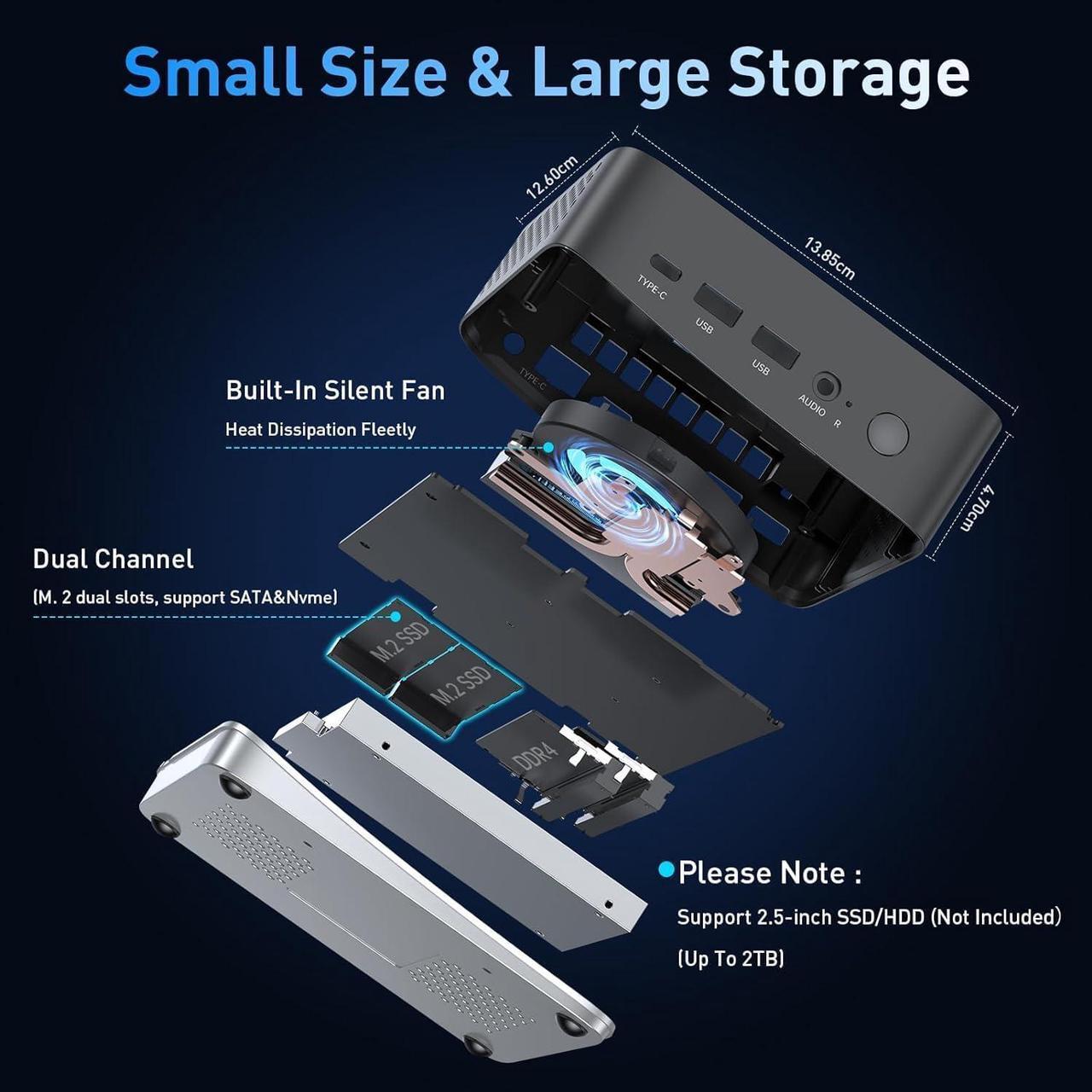 Alt view image 6 of 6 - kamrui Mini PC AMD Ryzen 7 5700U  Windows 11(8 Core 16 Threads, up to 4.3GHz) 32GB DDR4 512GB NVMe SSD Mini Computer,4K Triple Display,BT5.2/Wi-Fi 6,AM16 Mini PC Windows 11