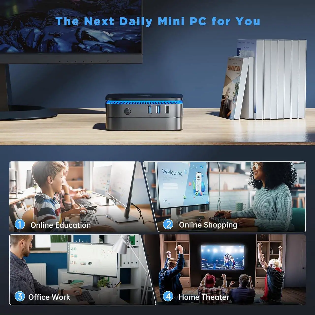 Alt view image 5 of 7 - KAMRUI AK1PLUS Mini PC with Intel Alder Lake N97(up to 3.60 GHz), 16GB RAM 512GB ROM Small Desktop Computer, 4K UHD Mini PC windows 11 home WiFi6 BT5.2 Dual HDMI LAN on Business Home Office Family-NAS