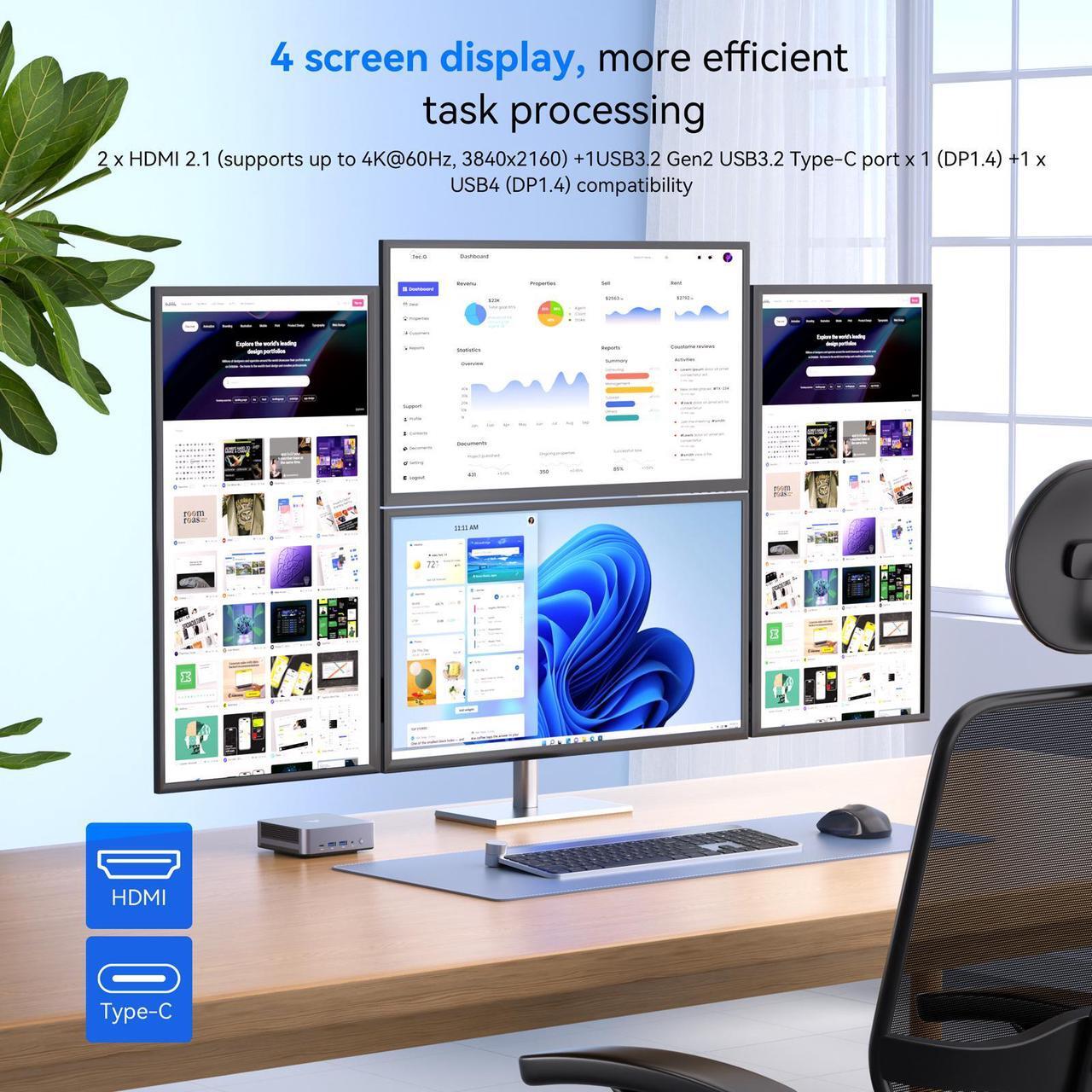 Alt view image 7 of 7 - KAMRUI Mini Gaming PC 16GB DDR5 512GB NVMe SSD, Mini Computers with Ryzen 9 6900HX+ AMD Radeon 680M, Support 4K Triple Screen,RGB Lights,WiFi6,BT5.2,Type C,up to 4.9Ghz, AM21