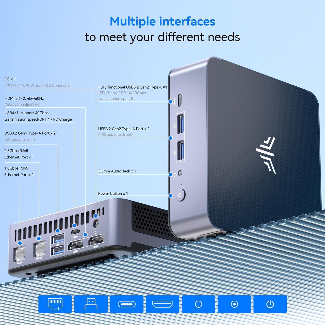 Alt view image 5 of 7 - KAMRUI Mini Gaming PC 16GB DDR5 512GB NVMe SSD, Mini Computers with Ryzen 9 6900HX+ AMD Radeon 680M, Support 4K Triple Screen,RGB Lights,WiFi6,BT5.2,Type C,up to 4.9Ghz, AM21