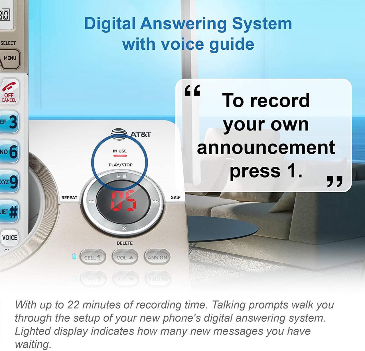 Alt view image 3 of 7 - DL72119 DECT 6.0 Cordless Phone for Home with Bluetooth Connect to Cell Call Blocking 1.8 Backlit Screen Big Buttons intercom and Unsurpassed Range