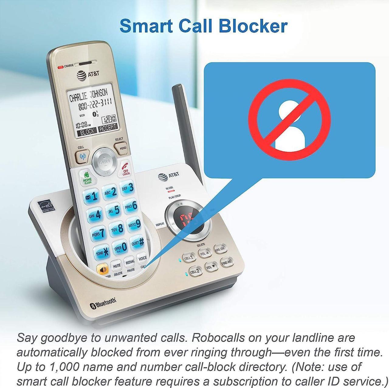 Alt view image 2 of 7 - DL72119 DECT 6.0 Cordless Phone for Home with Bluetooth Connect to Cell Call Blocking 1.8 Backlit Screen Big Buttons intercom and Unsurpassed Range