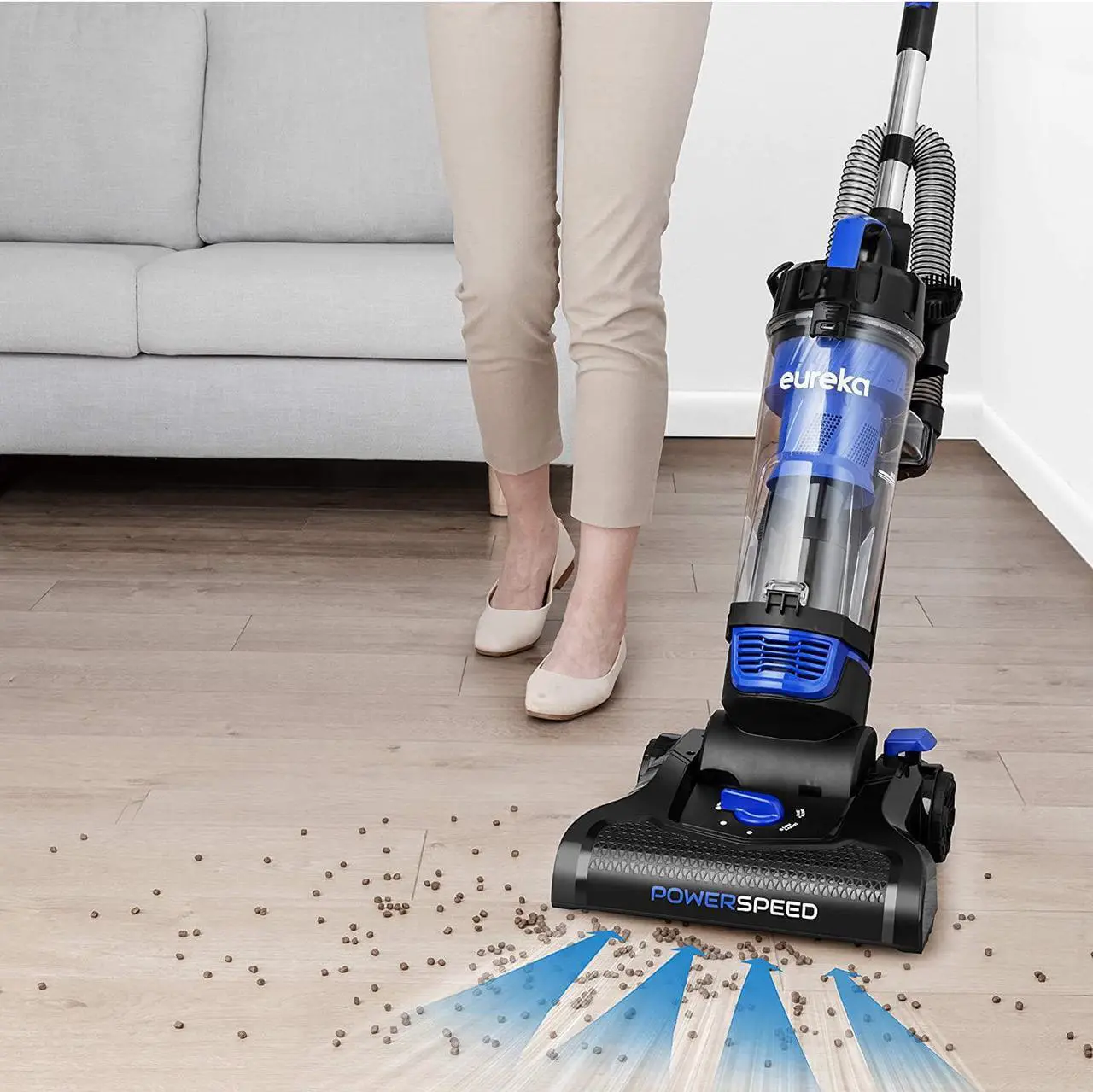 Alt view image 5 of 7 - Eureka Lightweight Powerful Upright Vacuum Cleaner for Carpet and Hard Floor, PowerSpeed, New Model,Blue,black/New Model