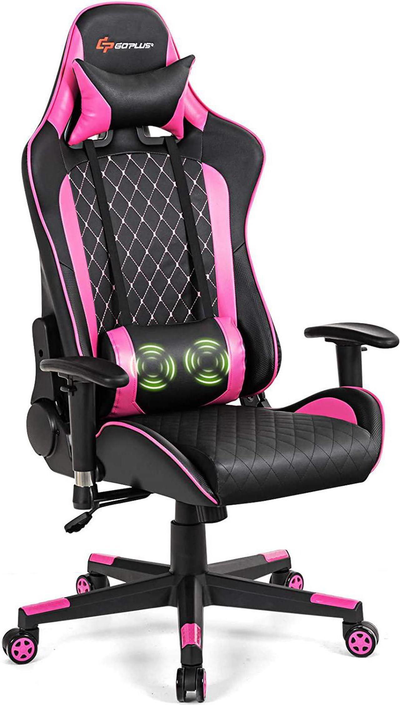 Main image of POWERSTONE Pink Gaming Chair Recliner with Adjustable Armrest Massage Lumbar Support Wide Cushion Ergonomic Office Computer Chair
