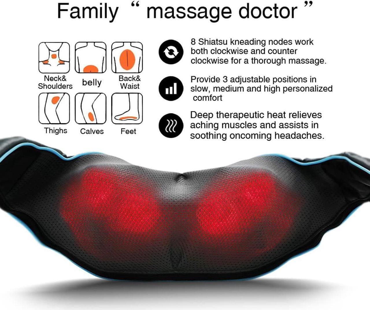 Alt view image 2 of 7 - Shiatsu Back Shoulder and Neck Massager with Heat, Electric Deep Tissue 4D Kneading Massage, Best Gifts for Women Men Mom Dad