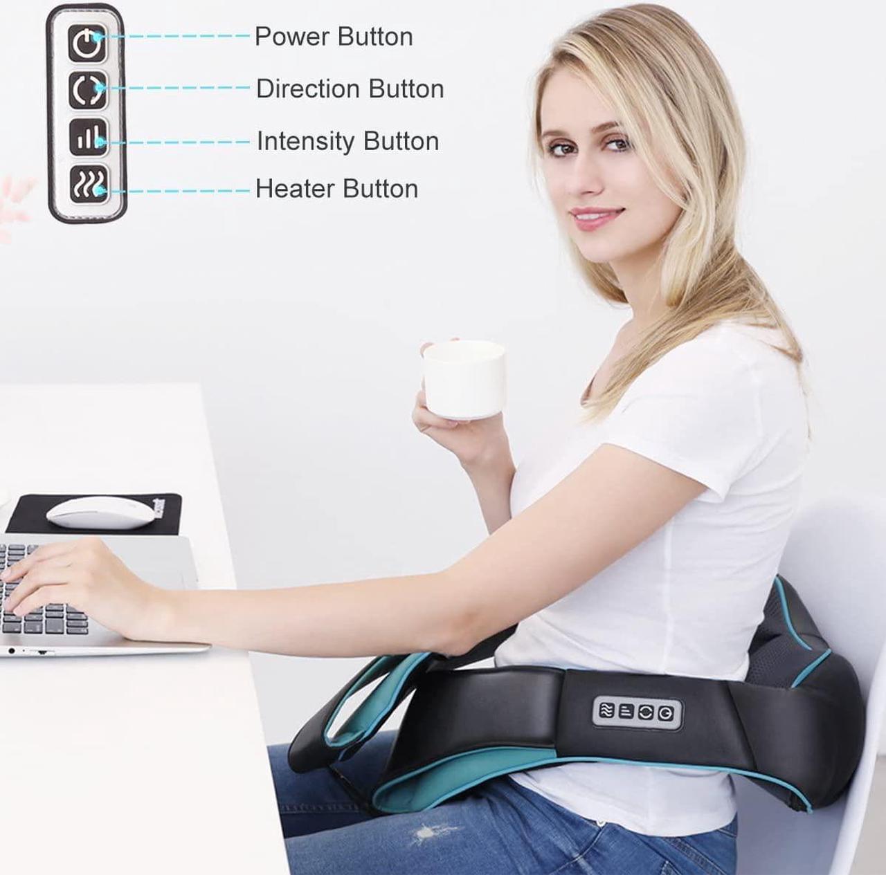Alt view image 3 of 7 - Shiatsu Back Shoulder and Neck Massager with Heat, Electric Deep Tissue 4D Kneading Massage, Best Gifts for Women Men Mom Dad