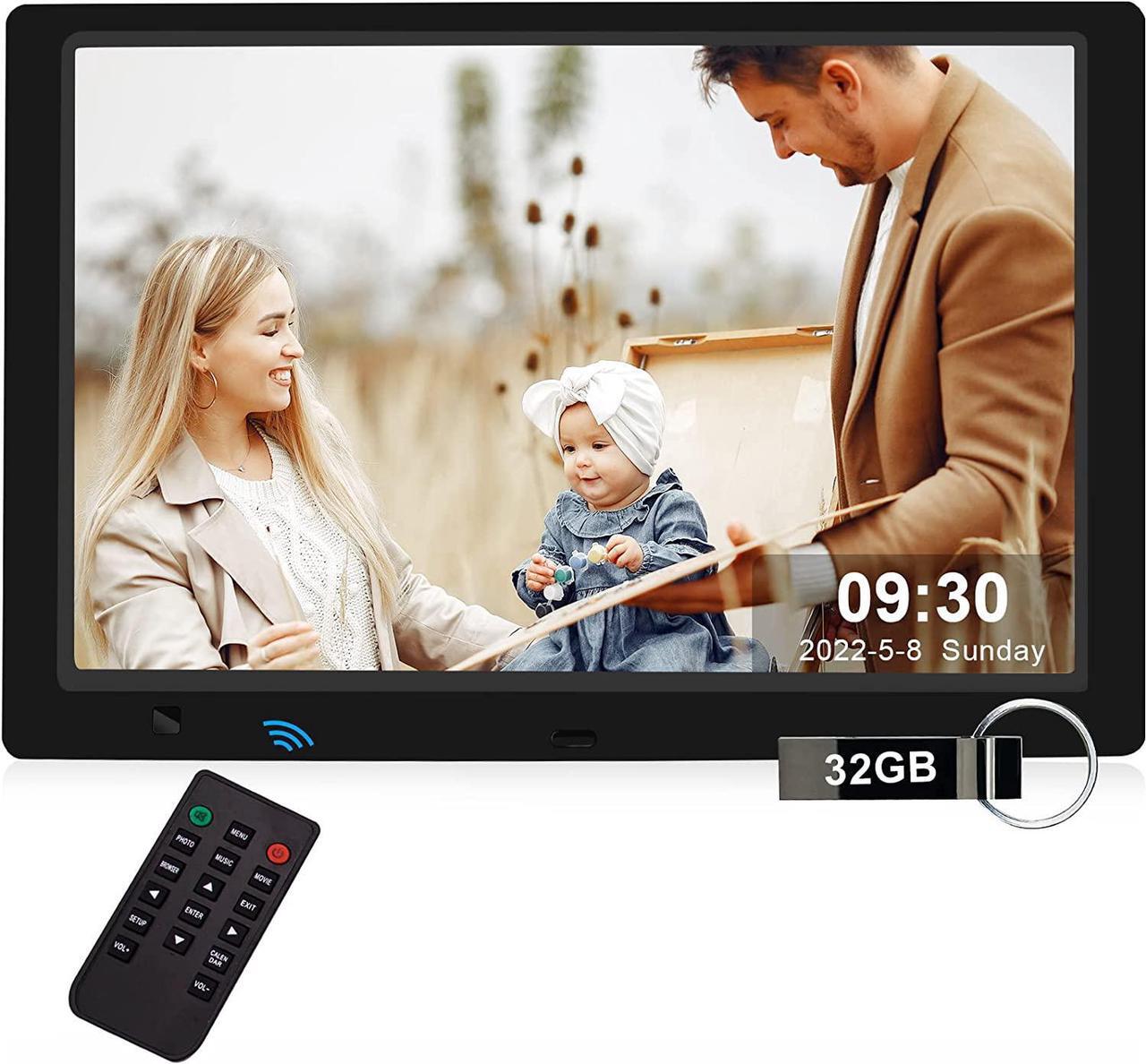 Main image of 10.1 Inch Digital Picture Frame with 32GB USB Flash Drive, KECAG 1920x1080 HD IPS Screen Digital Photo Frame, Motion Sensor, Video, Music, Share Moments via SD Card or USB, with Remote Control, Black