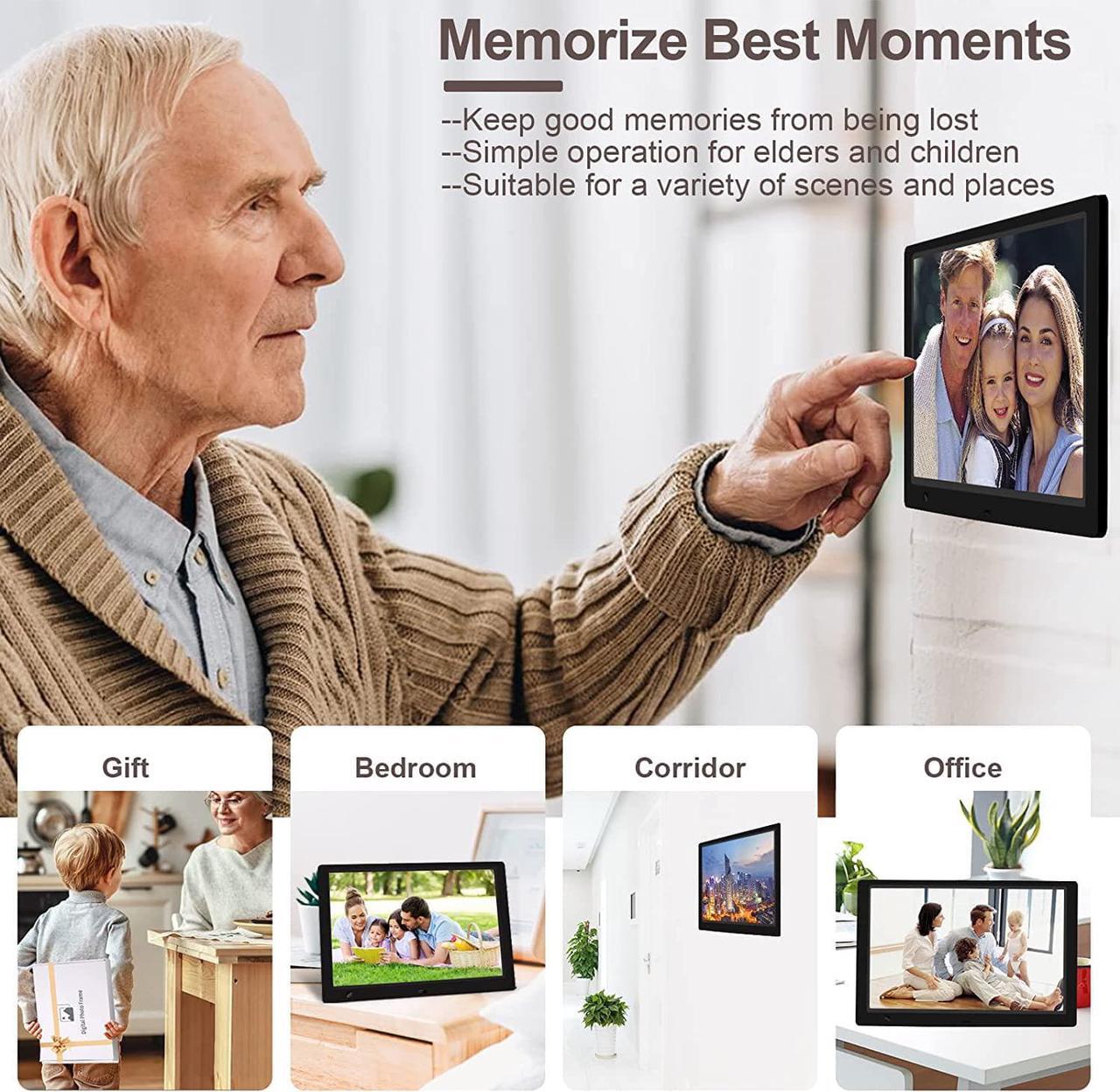 Alt view image 7 of 7 - 10.1 Inch Digital Picture Frame with 32GB USB Flash Drive, KECAG 1920x1080 HD IPS Screen Digital Photo Frame, Motion Sensor, Video, Music, Share Moments via SD Card or USB, with Remote Control, Black