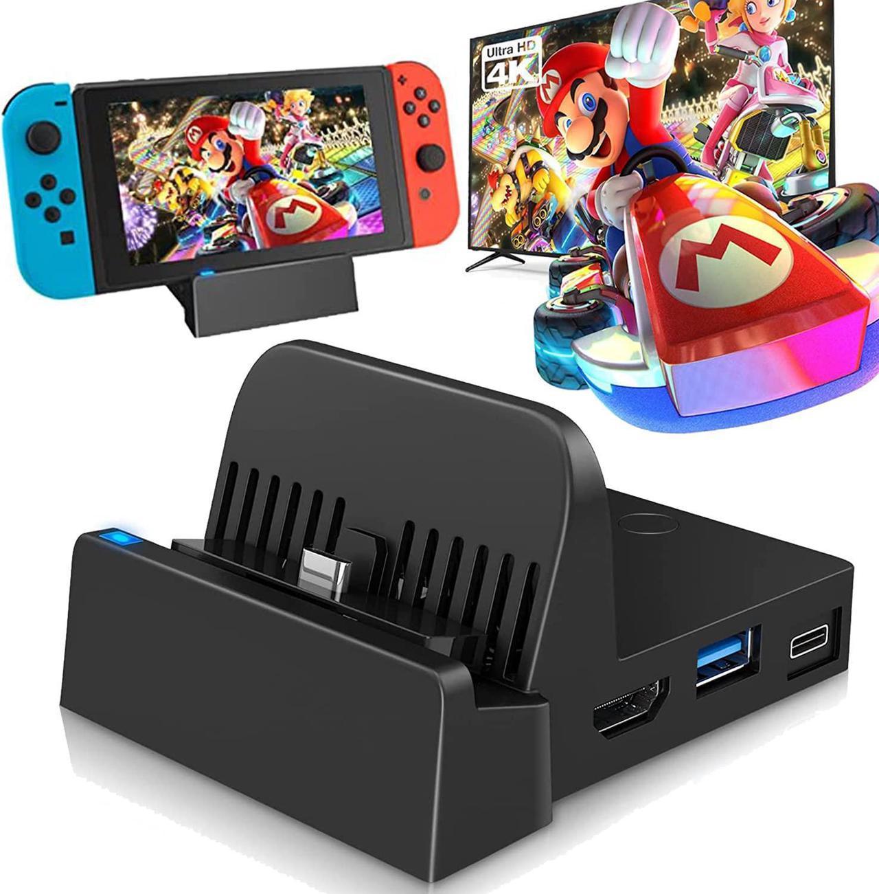 TV Docking Station for Nintendo Switch/OLED. Multi-Function Switch Dock with 4K HDMI Port for TV Connection, Type C Port for Nintendo Switch/OLED/Lite Charging Stand and Extra USB 3.0 Ports.