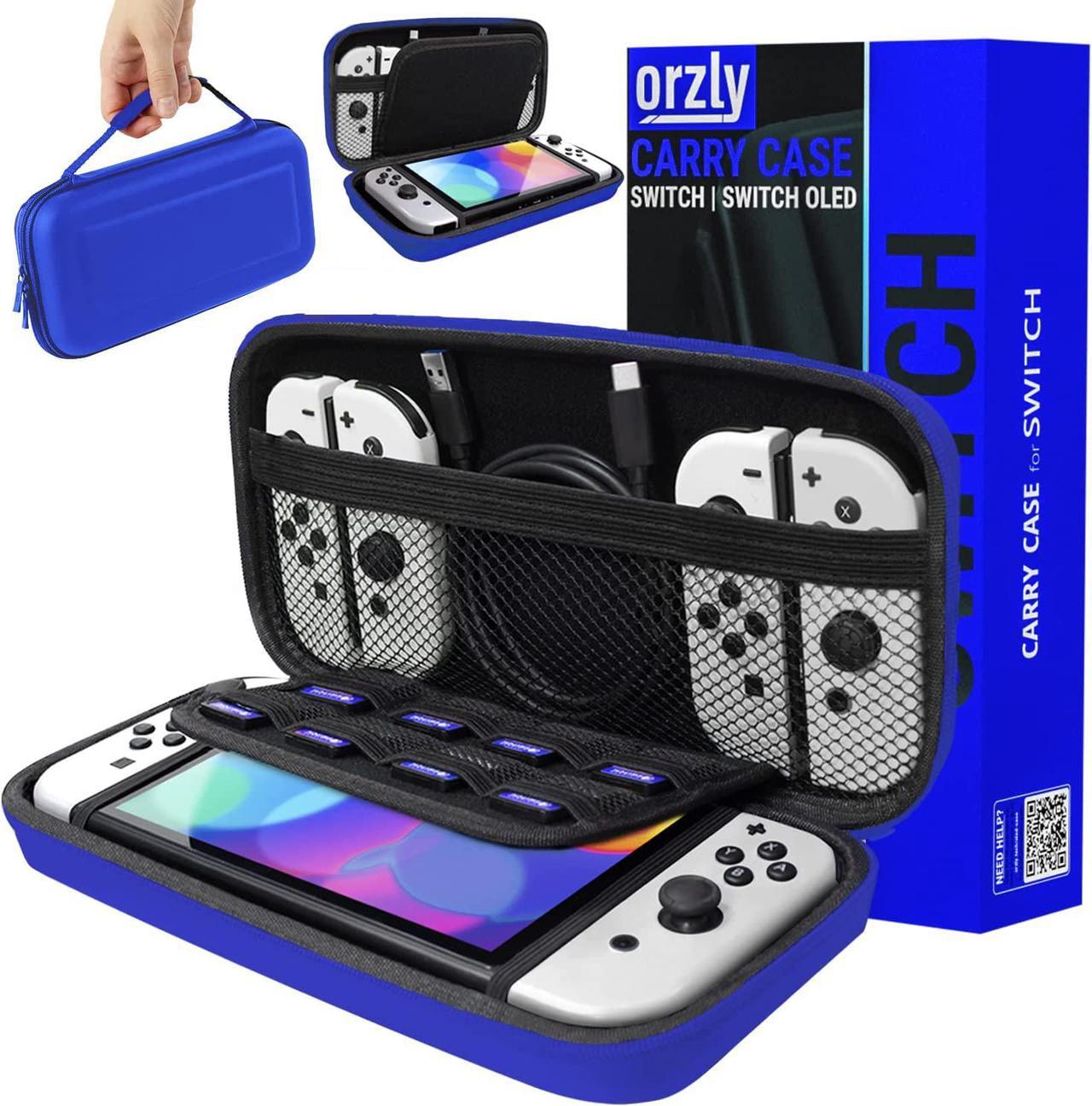 Orzly Carry Case Compatible with Nintendo Switch - Midnight Blue Protective Hard Portable Travel Carry Case Shell Pouch for Nintendo Switch Console & Accessories