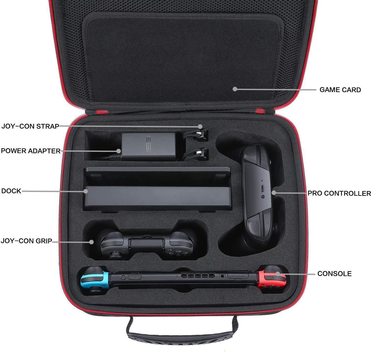 Alt view image 3 of 7 - Hard Carrying Case Compatible with Nintendo Switch and Switch OLED Model 2021, Travel Case fit Switch Pro Controller