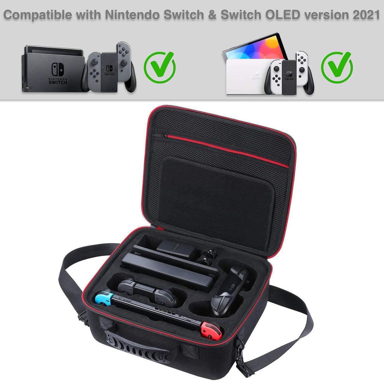 Alt view image 2 of 7 - Hard Carrying Case Compatible with Nintendo Switch and Switch OLED Model 2021, Travel Case fit Switch Pro Controller