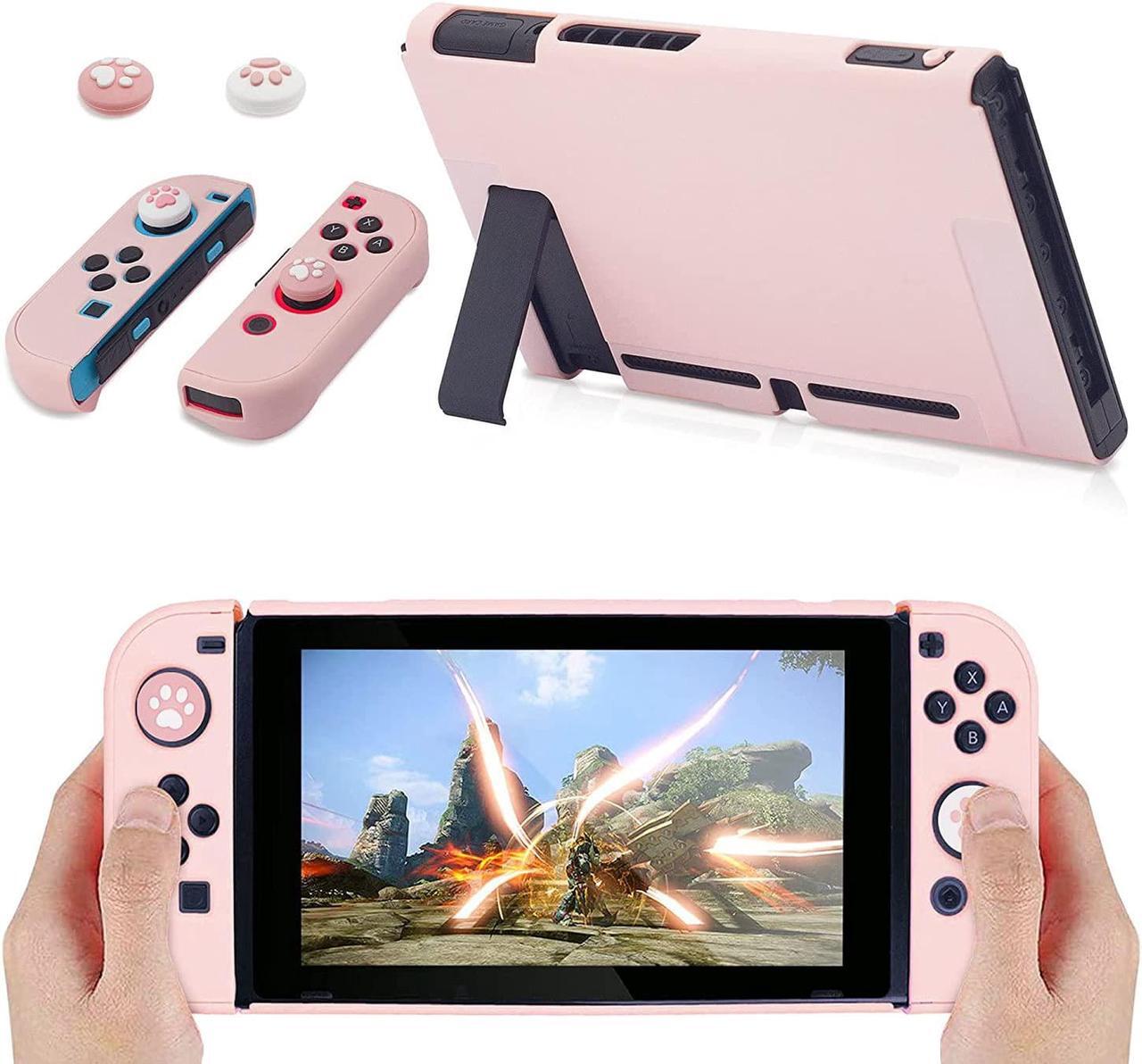 Alt view image 3 of 7 - BRHE Cute Travel Carrying Case for Nintendo Switch Accessories Kit with Hard Protective Cover, Glass Screen Protector, Adjustable Stand and Thumb Grip Caps 10 in 1(Switch Pink)