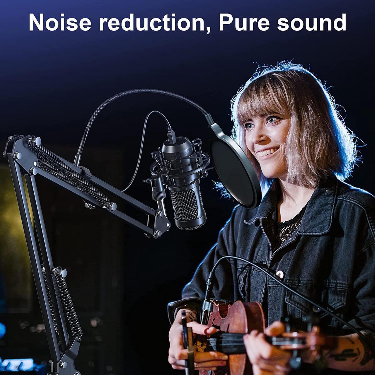 Alt view image 5 of 7 - USB Condenser Microphone,192kHZ/24bit Professional PC Streaming Podcast Cardioid Microphone Kit with Boom Arm,Shock Mount,Pop Filter,for Recording,Gaming,YouTube,Meeting,Discord