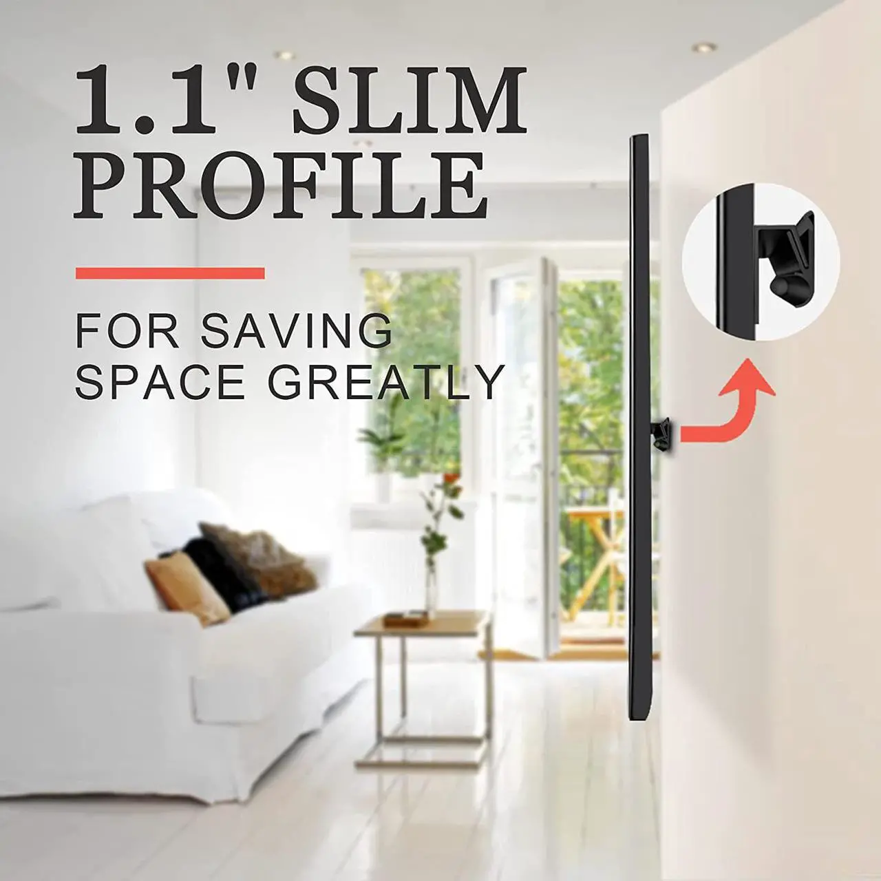 Alt view image 2 of 6 - No Stud TV Wall Mount, Drywall Studless TV Hanger No Damage, No Drill, Non Screws, Flat Screen Easy Install Bar Bracket fits VESA 12-55 inch TVs up to 99 lbs, Include Hardware Levels