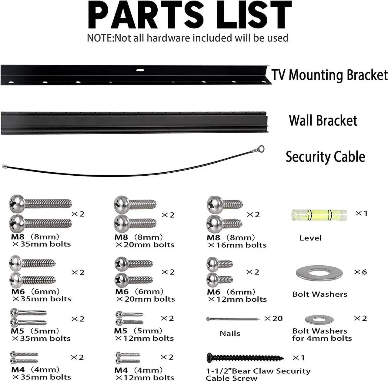 Alt view image 6 of 6 - No Stud TV Wall Mount, Drywall Studless TV Hanger No Damage, No Drill, Non Screws, Flat Screen Easy Install Bar Bracket fits VESA 12-55 inch TVs up to 99 lbs, Include Hardware Levels