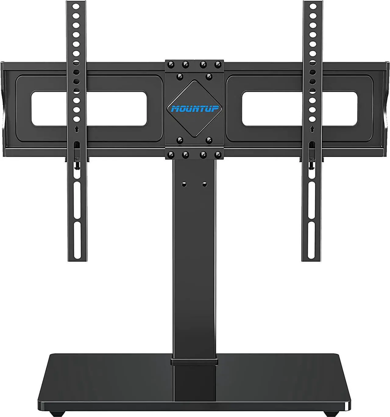 Main image of MOUNTUP Universal TV Stand, Table Top TV Stands for 37 to 65, 70, 75 Inch Flat Screen TVs, Height Adjustable, Tilt, Swivel TV Mount with Tempered Glass Base Hold up to 88lbs, Max VESA 600x400mm MU0031