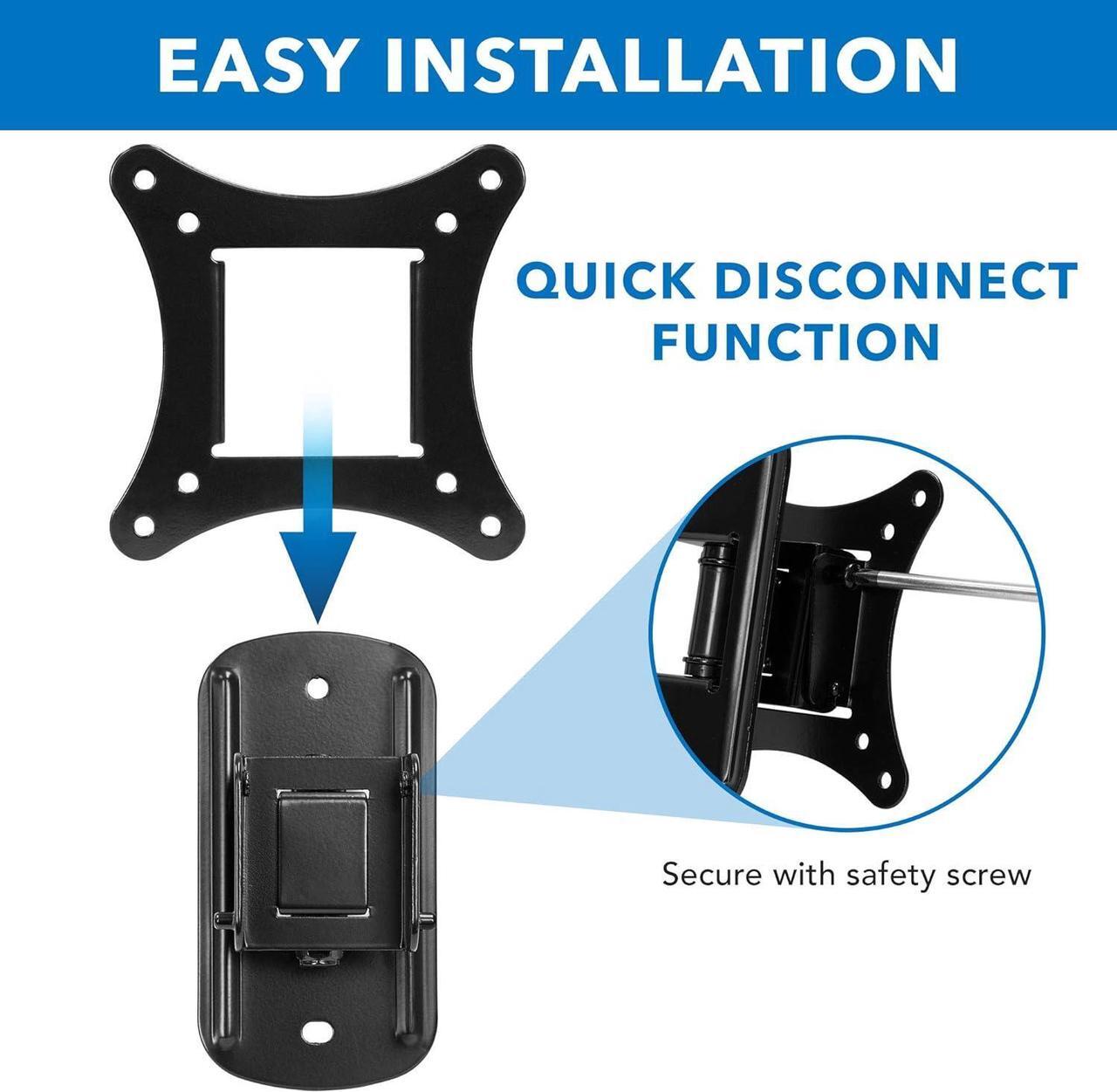 Alt view image 3 of 7 - MI-2829 Small TV Monitor Wall Mount | RV TV Mount | Quick Release VESA Wall Mount | Fits 19 20 21 22 23 24 25 Inch Screens | 75 100 VESA Compatible | Low-Profile Slim Design | 44lb Capacity