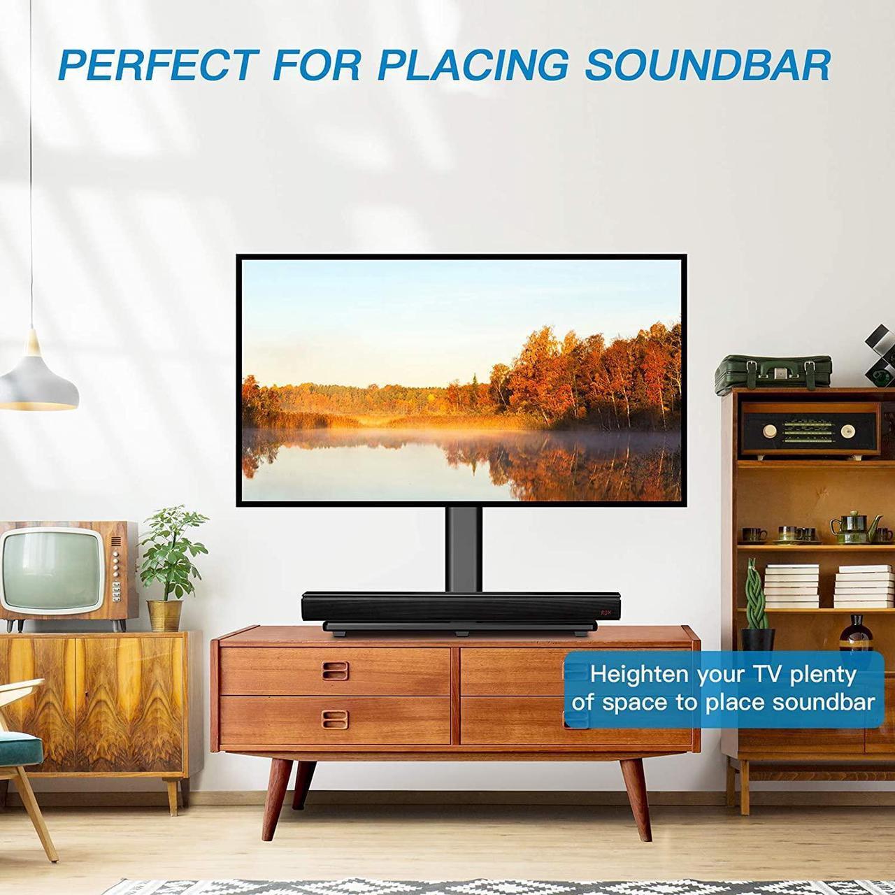 Alt view image 2 of 7 - PERLESMITH Swivel Universal TV Stand Mount for 32-80 Inch LCD OLED Flat/Curved Screen TVs up to 99lbs-Height Adjustable Table Top TV Stand/Base with Tempered Glass Base&Wire Management,VESA 600x400mm