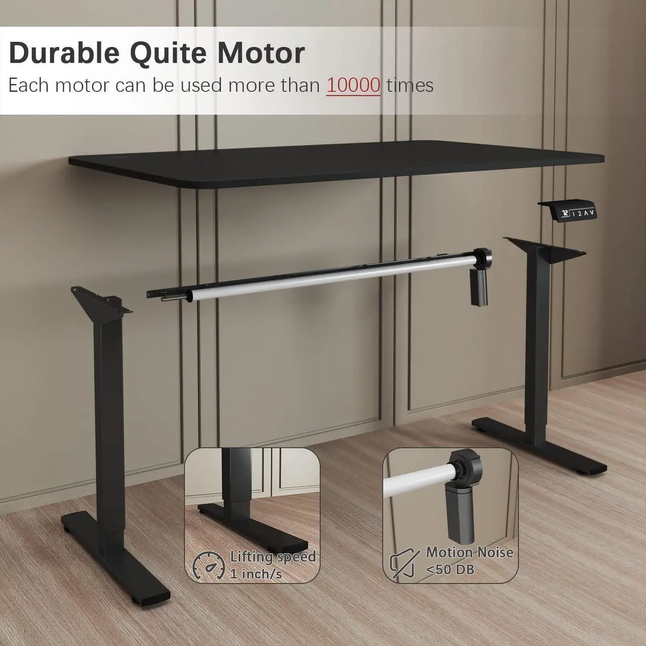 Alt view image 7 of 7 - Electric Height Adjustable Standing Desk Large 55 x 24 Inches Sit Stand Up Desk Home Office Computer Desk Memory Preset with T-Shaped Metal Bracket, Black