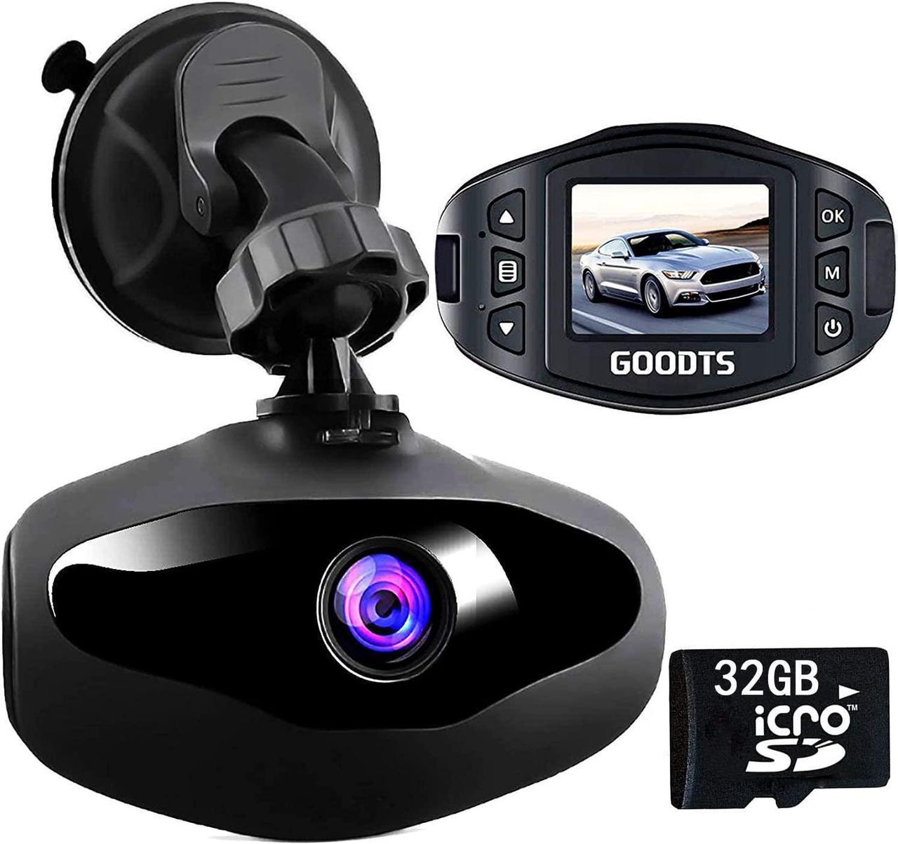 Dash Cam Front 1080P FHD, GOODTS Dash Camera for Cars, Mini Dashcam Car Camera with 1.5-Inch Screen, Dashboard Camera Driving Recorder with G-Sensor, Parking Monitor, Loop Recording, 32GB SD Card