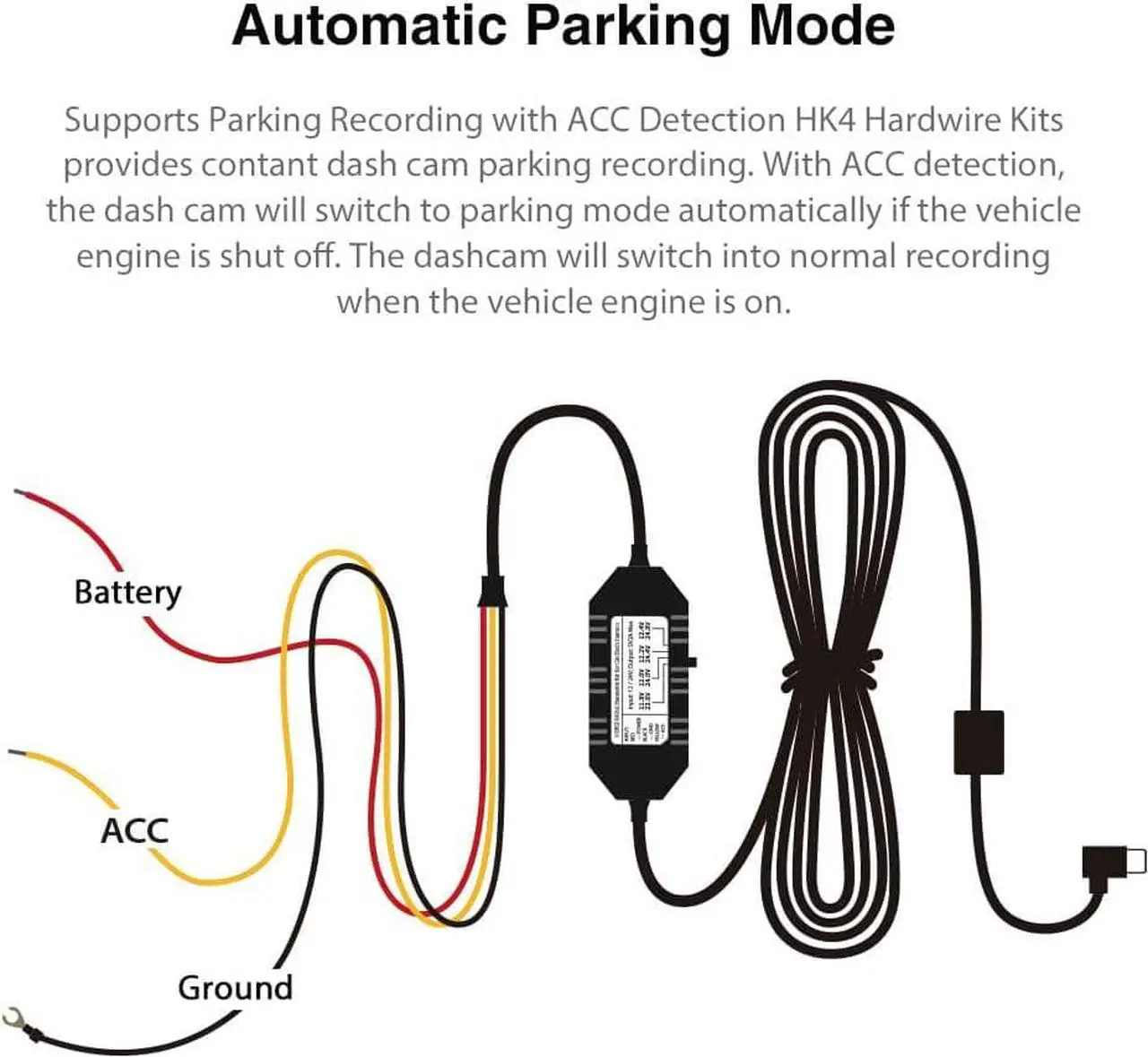 Alt view image 5 of 7 - VIOFO HK4 Acc Hardwire Kit, USB-C Hard Wire Kit for T130/A139Pro/WM1/A229Duo&A229PLUS&A229PRO,/A119MINI2 Dash Cam, Low Voltage Protection for Parking Mode