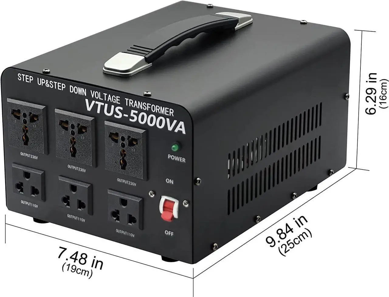 Alt view image 7 of 7 - 5000W Voltage Converter Transformer Step Up 110V-120V to220V-240V or Step Down 220V to 110V AC Power Converter w/US Standard Power Cord,Circuit Breaker Protection