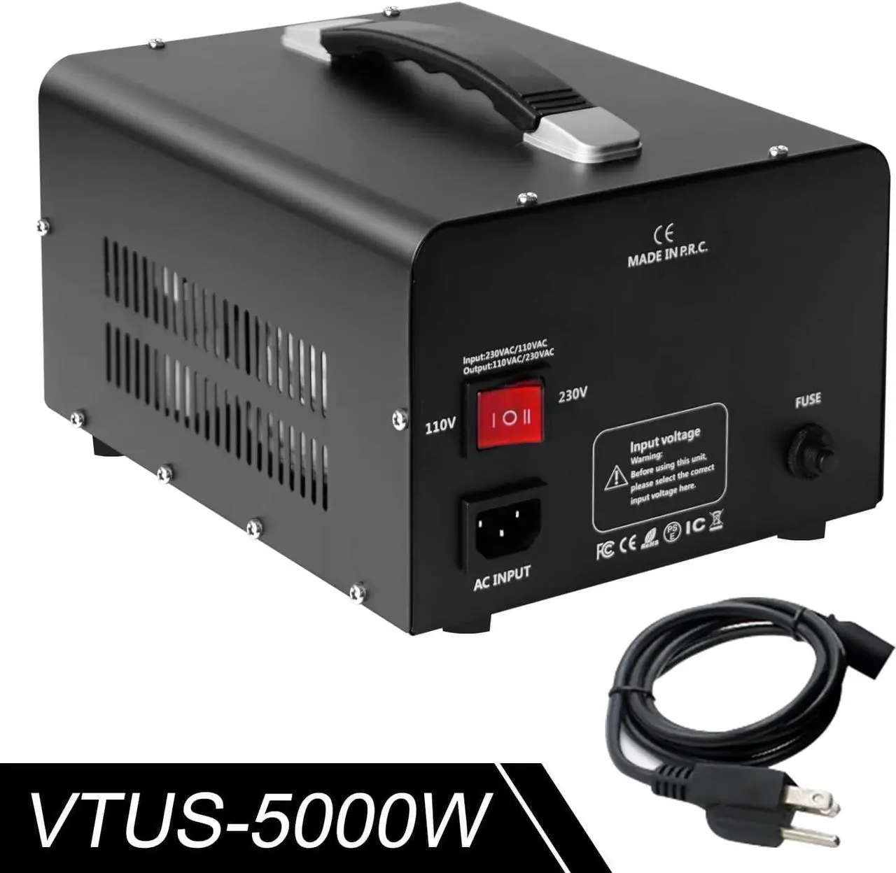 Alt view image 6 of 7 - 5000W Voltage Converter Transformer Step Up 110V-120V to220V-240V or Step Down 220V to 110V AC Power Converter w/US Standard Power Cord,Circuit Breaker Protection