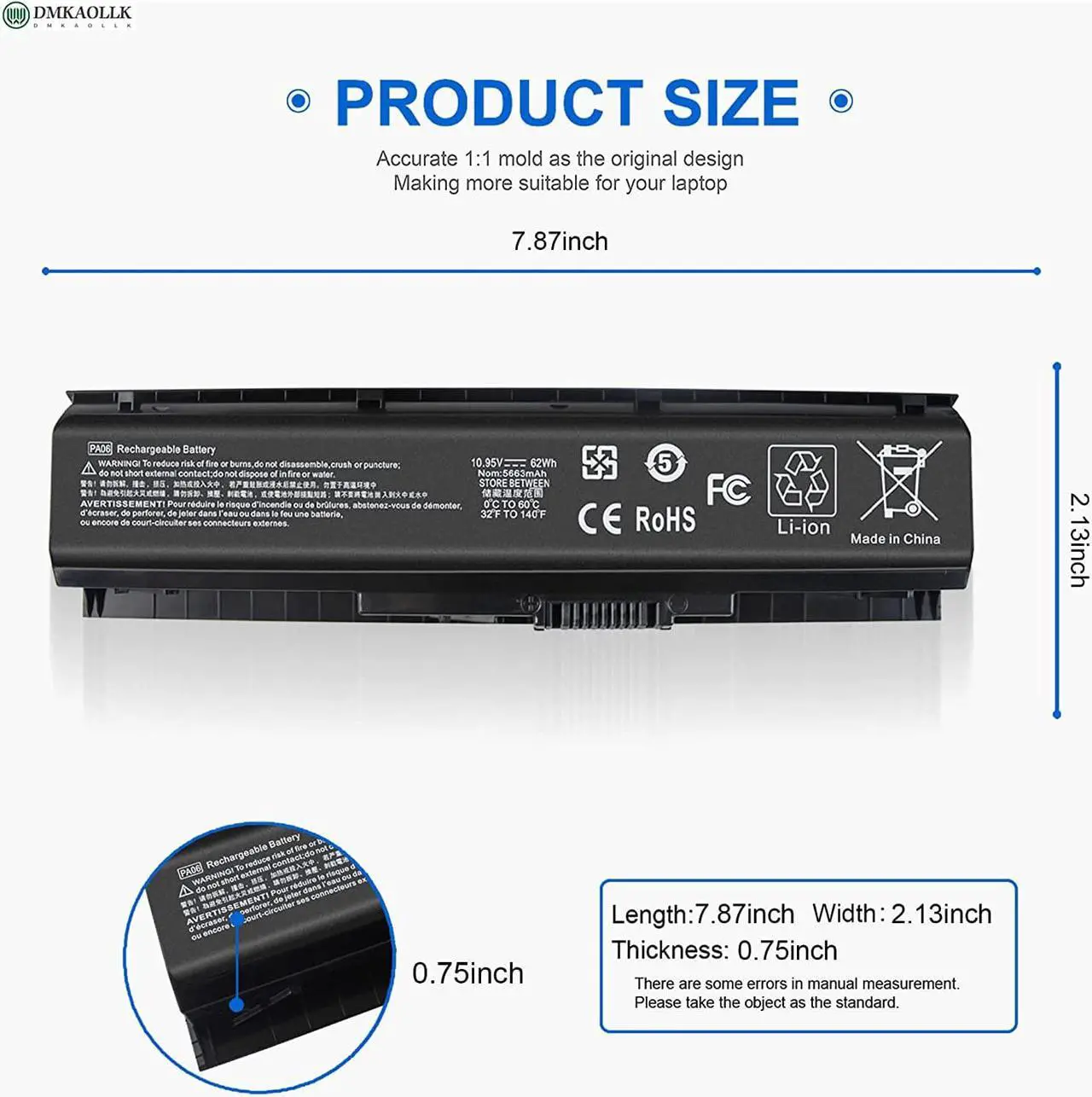 Alt view image 4 of 7 - PA06 849911-850 Laptop Battery for HP Omen 17 17-w 17-ab200 17t-ab00 17-w200 Series 17-w053dx 17-w253dx 17-w033dx 17-ab011nl 849571-221 849571-241 PA06062 HQ-TRE HSTNN-DB7K - 12 Months Warranty