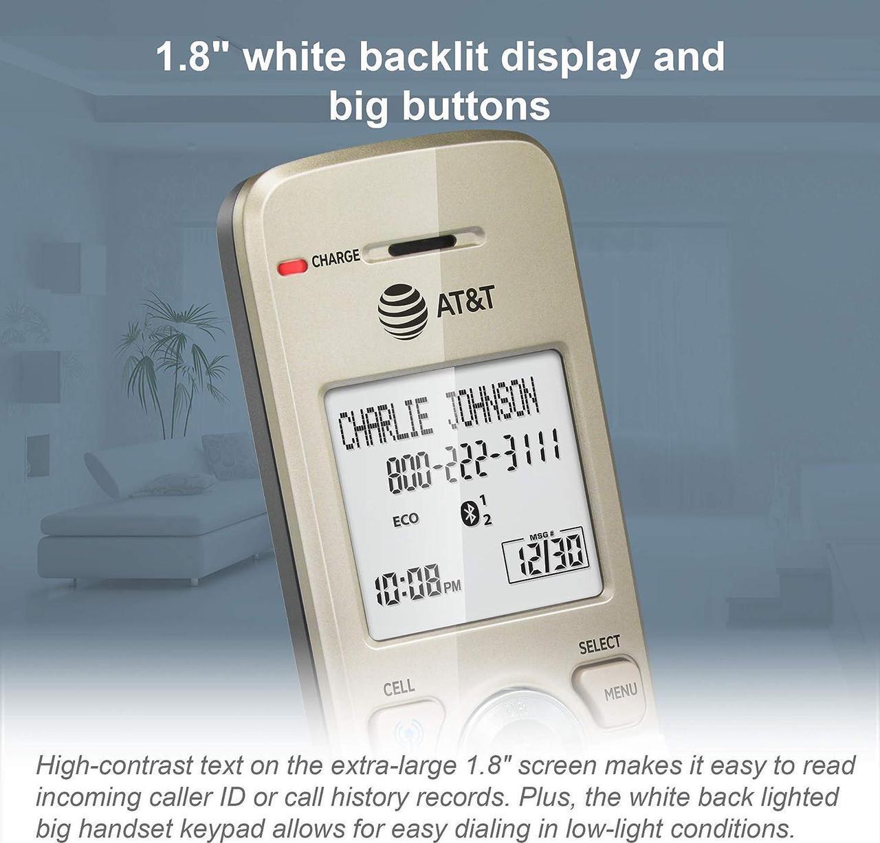 Alt view image 7 of 7 - DL72119 DECT 6.0 Cordless Phone for Home with Bluetooth Connect to Cell Call Blocking 1.8 Backlit Screen Big Buttons intercom and Unsurpassed Range