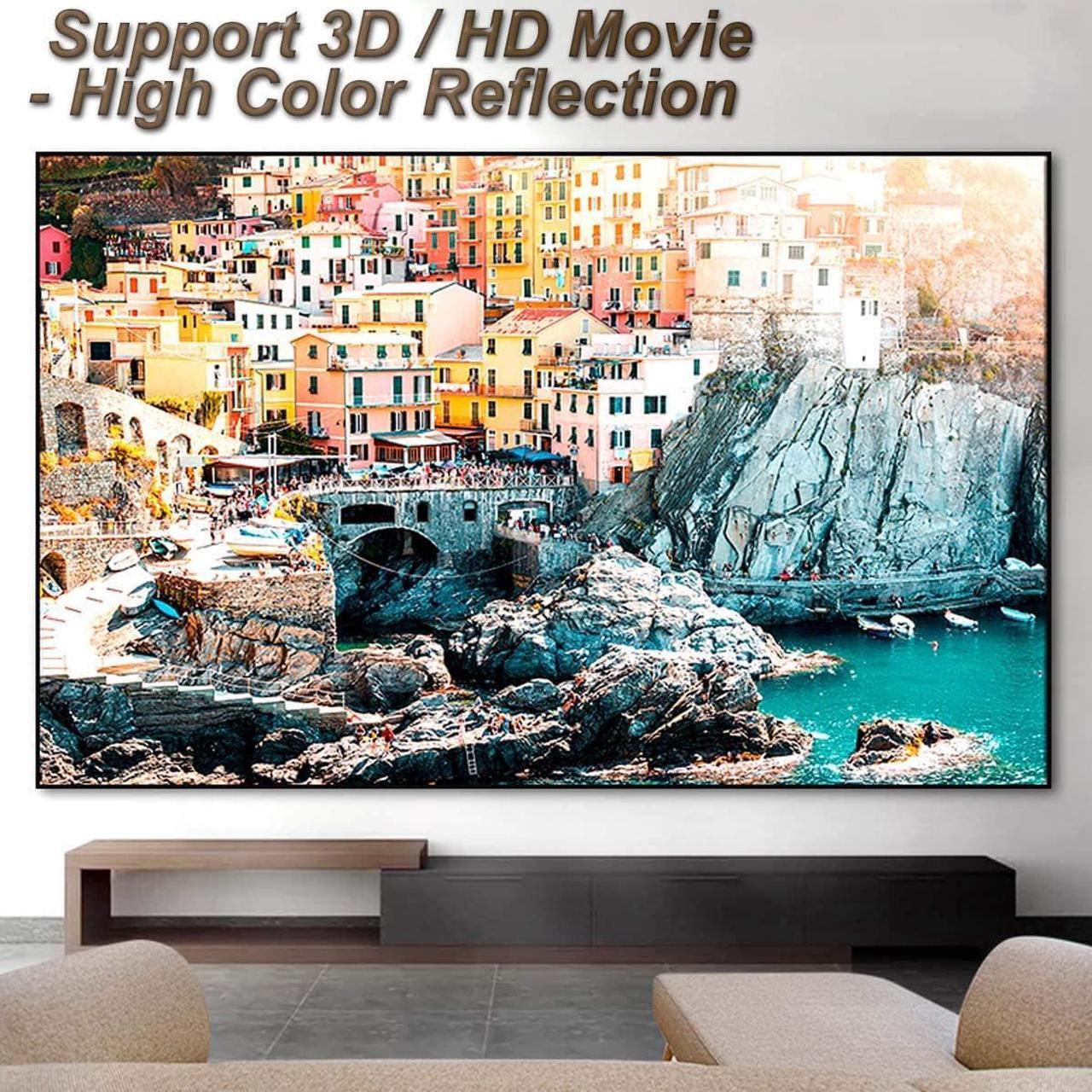 Alt view image 6 of 6 - 200-inch Large Projector Screen 16:9 Hanging Projection Screen Movie Screen Washable Fold-able Anti-Crease for Office Conference Presentation Theater Party